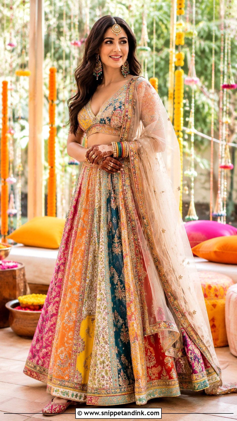 Katrina Kaif Multicolor Mehendi Lehenga Look - Snippet and Ink - 20 Katrina Kaif Vicky Kaushal Wedding Looks