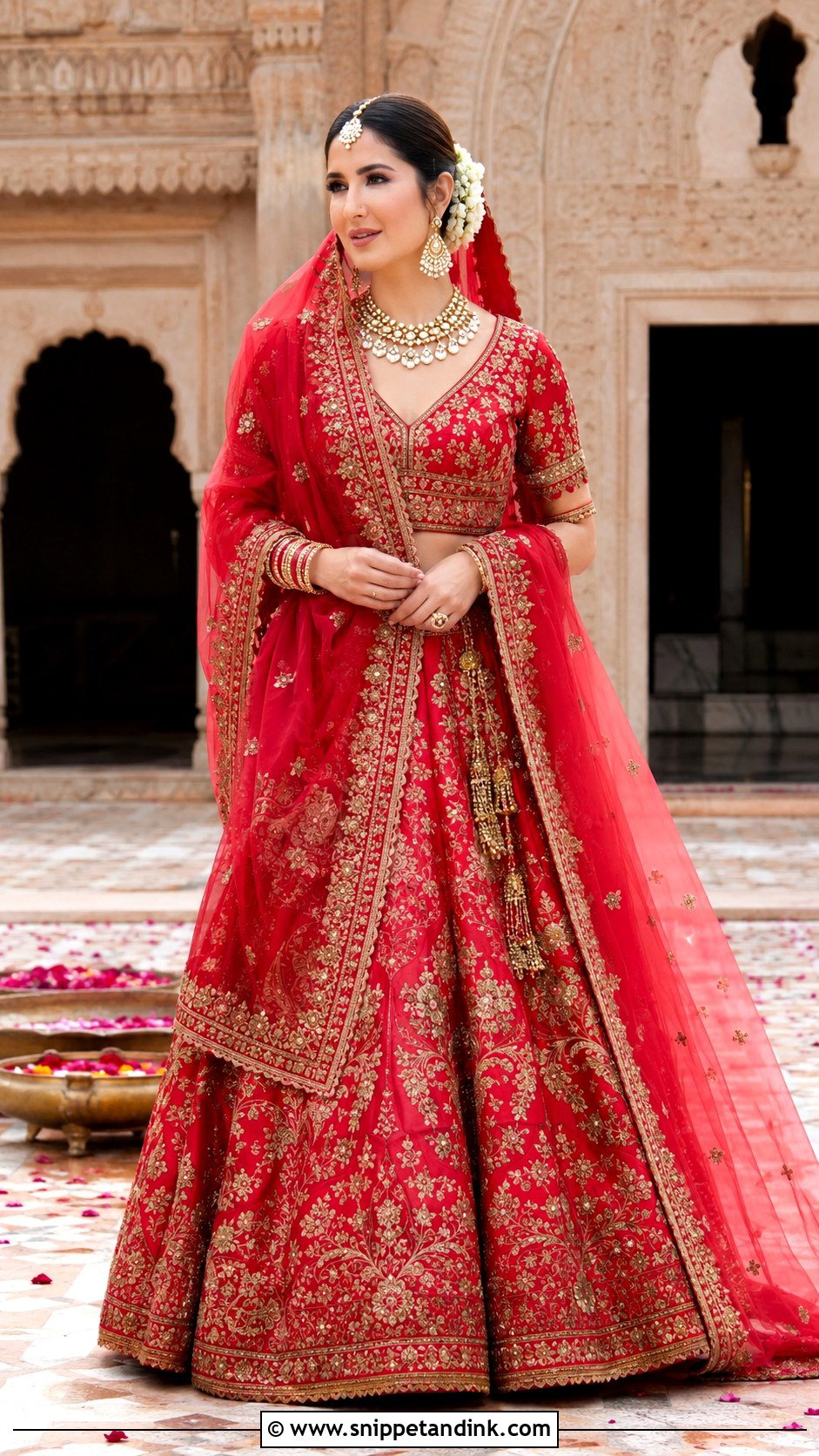 Katrina Kaif Red Bridal Lehenga Look - Snippet and Ink - 20 Katrina Kaif Vicky Kaushal Wedding Looks