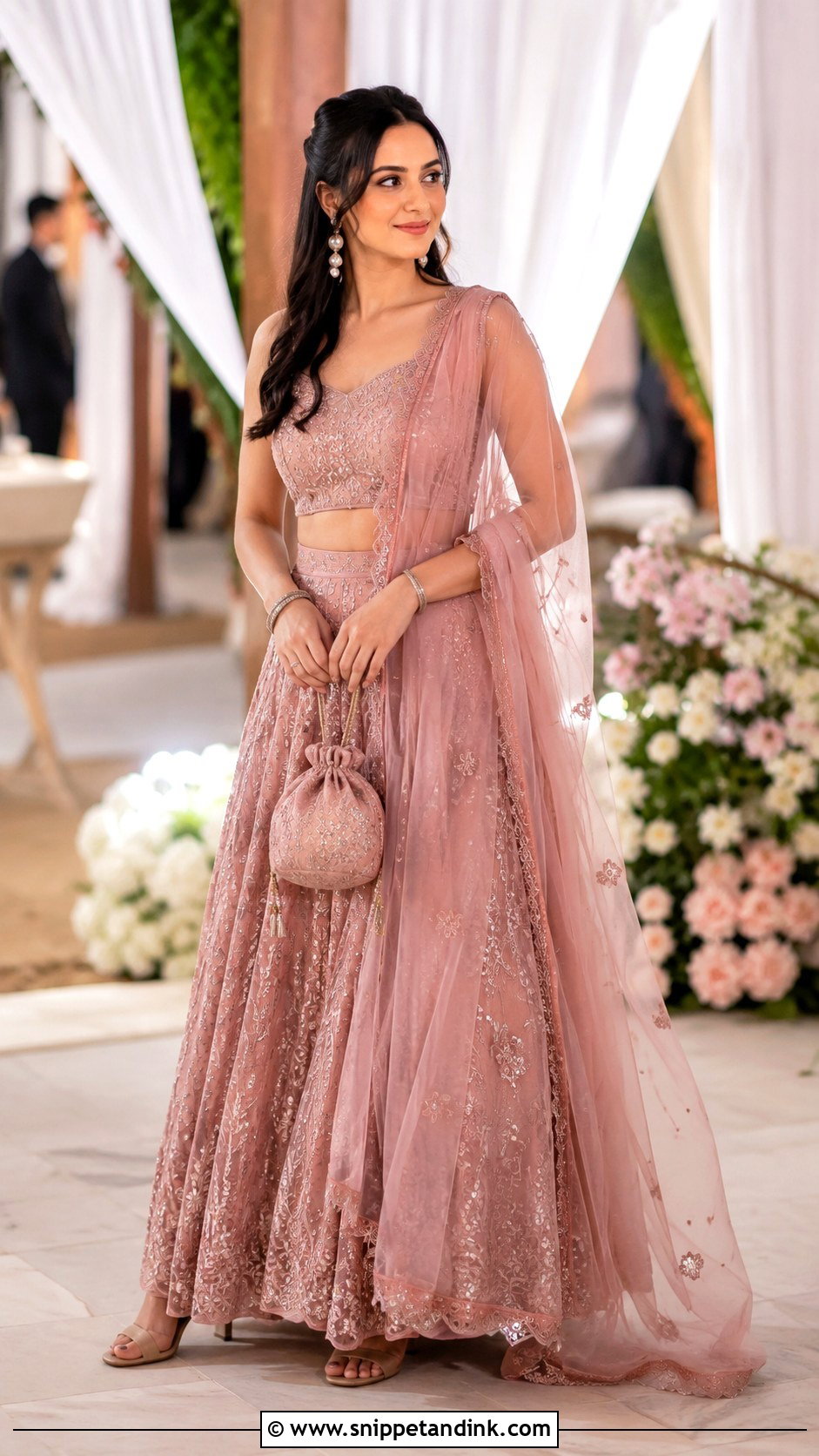 Katrina Pink Bridesmaid Lehenga Look - Snippet and Ink - 20 Katrina Wedding Look Ideas