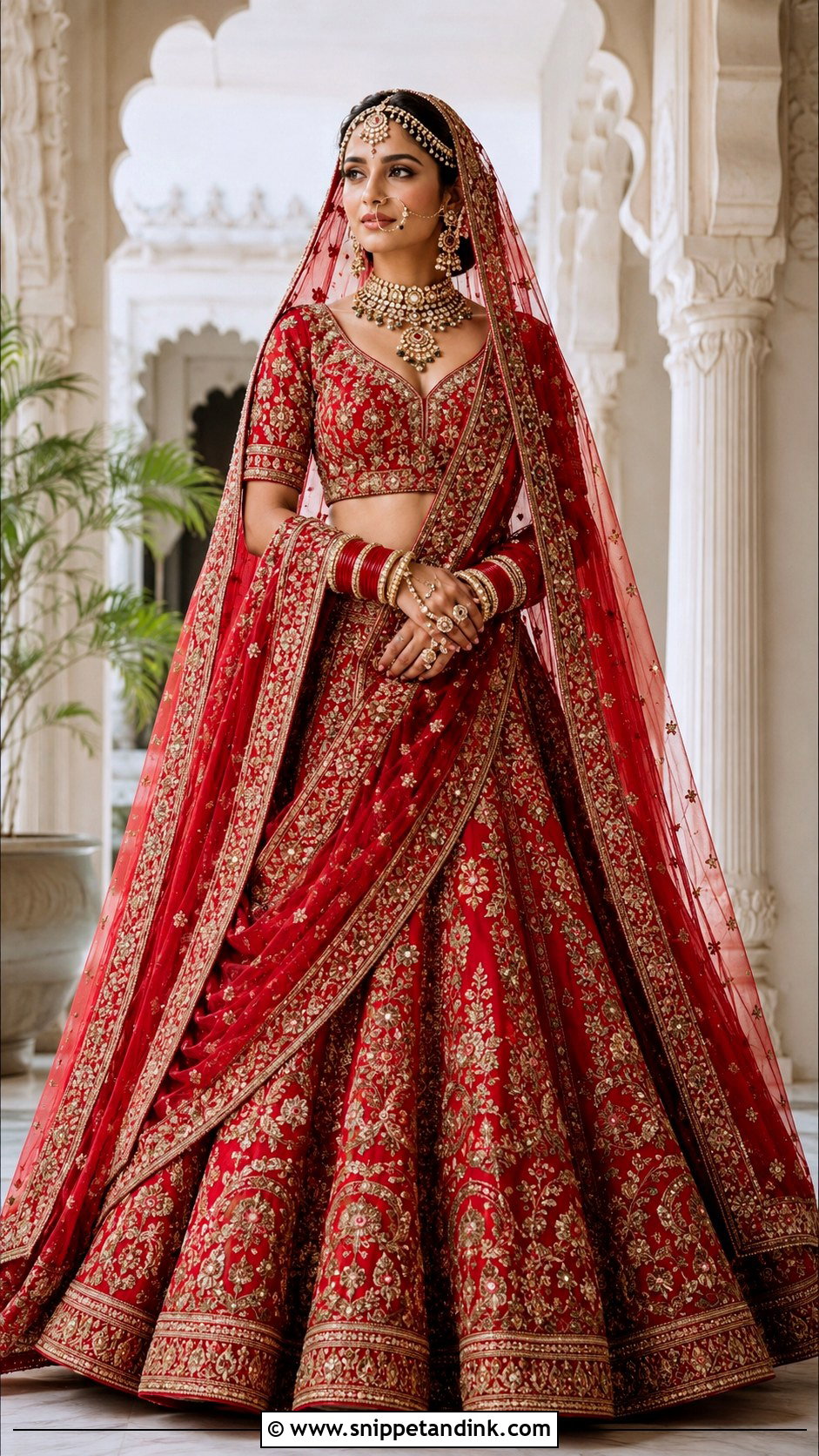 Katrina Red Bridal Lehenga Look - Snippet and Ink - 20 Katrina Wedding Look Ideas