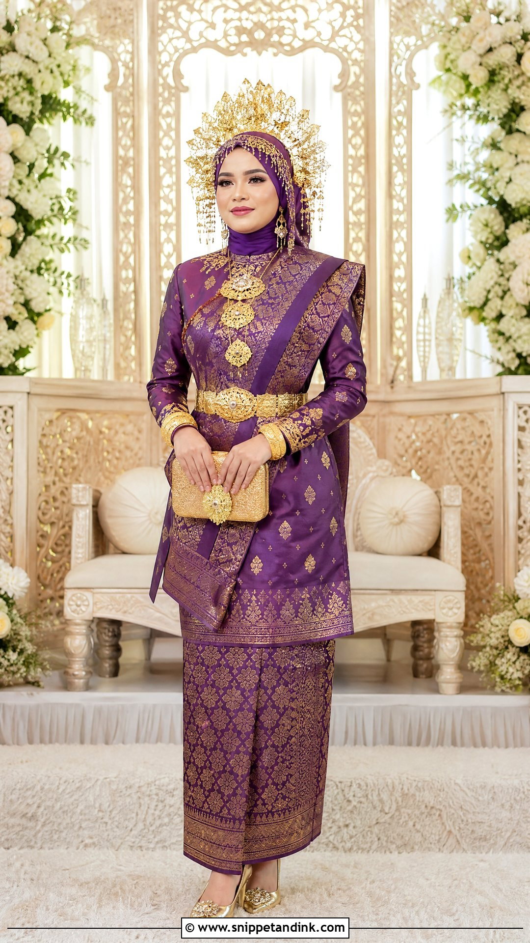 Kelantan Songket Malay Wedding Dress - Snippet and Ink - 20 Traditional Malay Wedding Dress Ideas
