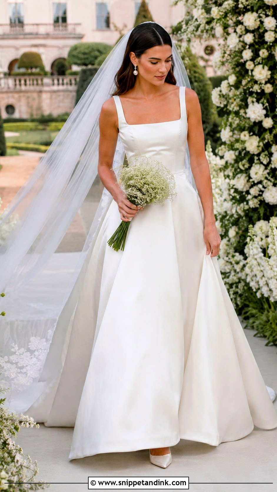 Kendall Jenner Square Neck Wedding Dress - Snippet and Ink - 20 Kendall Jenner Wedding Dress Ideas