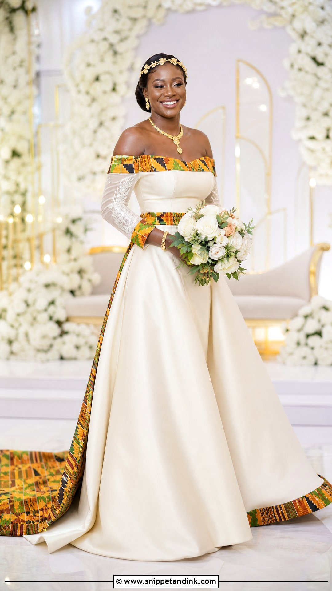 Kente Accent Wedding Dress - Snippet and Ink - 20 Wedding Dresses for Black Women