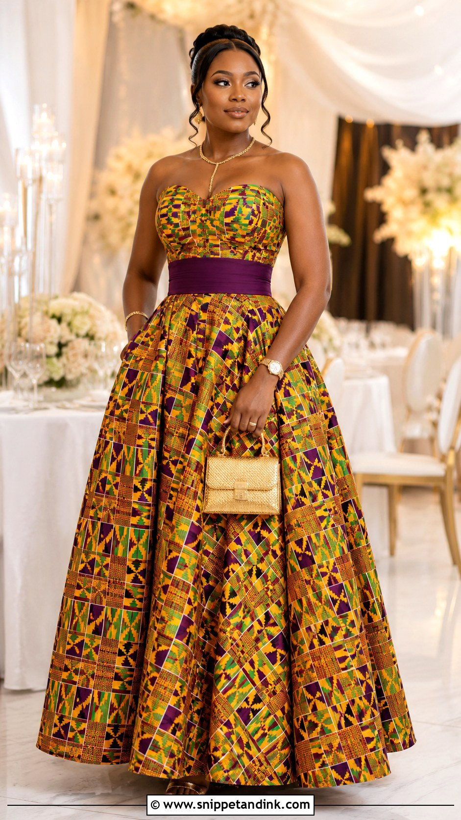 Kente Ball Gown for Weddings - Snippet and Ink - 20 African Dress Designs for Weddings