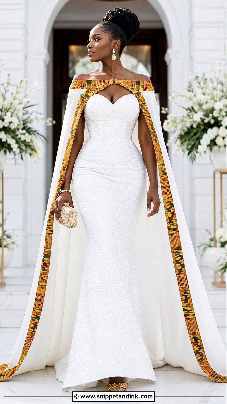 Kente Cape Wedding Dress - Snippet and Ink - 20 Ghanian Wedding Dress Ideas