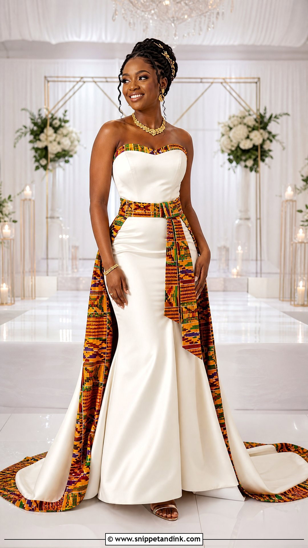 Kente Detail Wedding Dress - Snippet and Ink - 25 Black Woman Wedding Dress Ideas