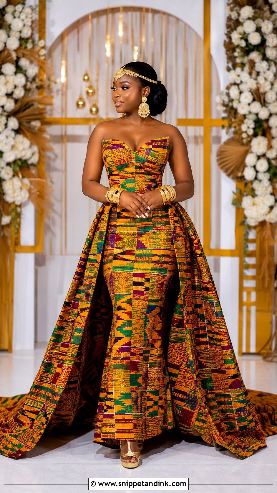 Kente Dress With Detachable Overskirt - Snippet and Ink - 20 Kente Dress Ghana Traditional Weddings Ideas