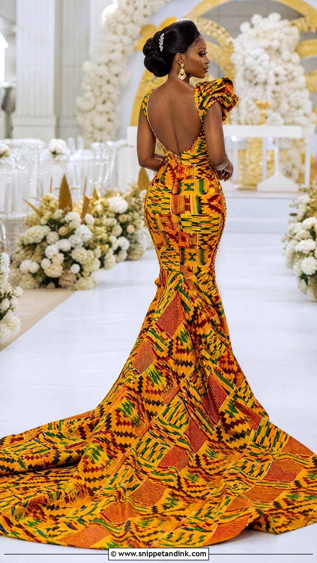 Kente Gown With Train - Snippet and Ink - 25 Kente Wedding Dress Ideas