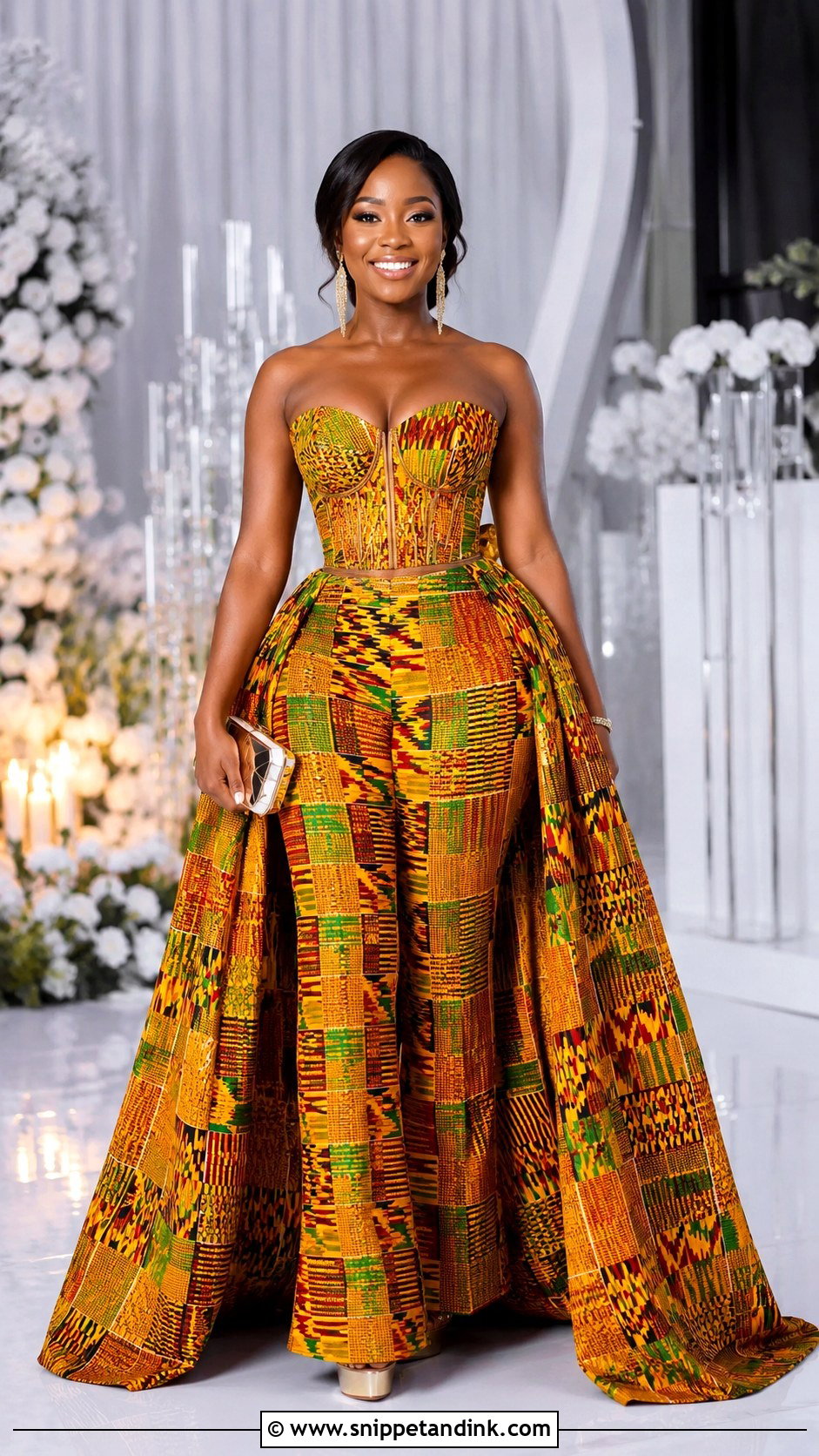 Kente Jumpsuit With Detachable Skirt - Snippet and Ink - 20 Ghanian Wedding Dress Ideas