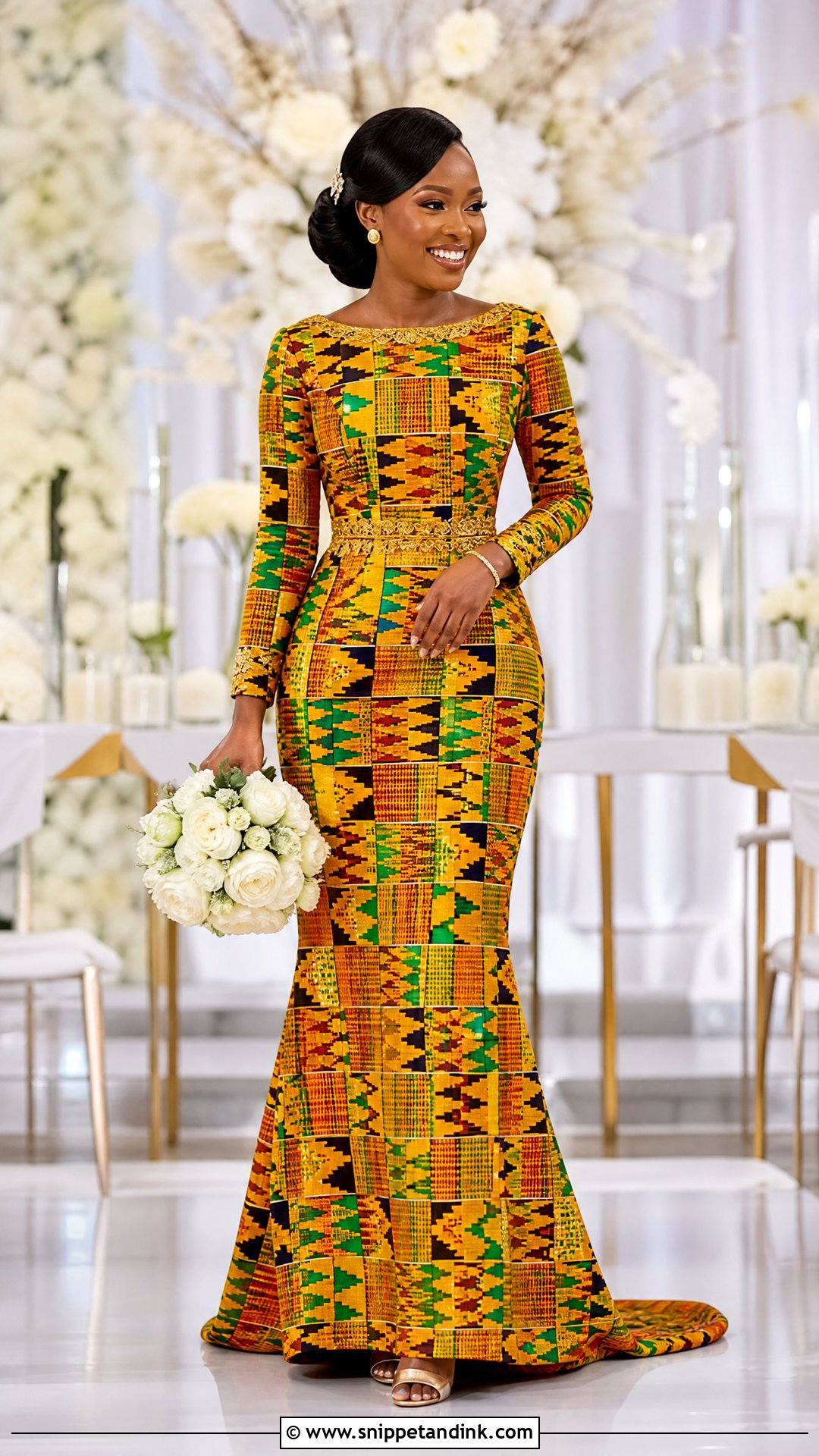 Kente Long Sleeve Wedding Dress - Snippet and Ink - 25 Kente Wedding Dress Ideas