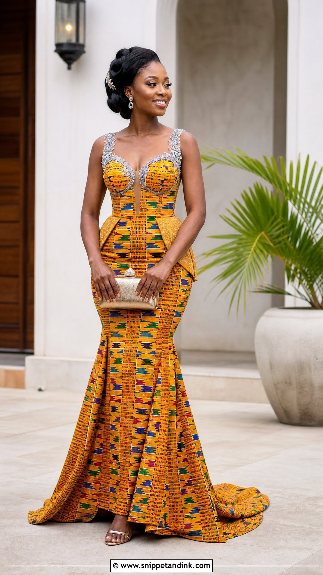 Kente Mermaid Wedding Dress - Snippet and Ink - 20 Traditional Ghana Wedding Dress Ideas