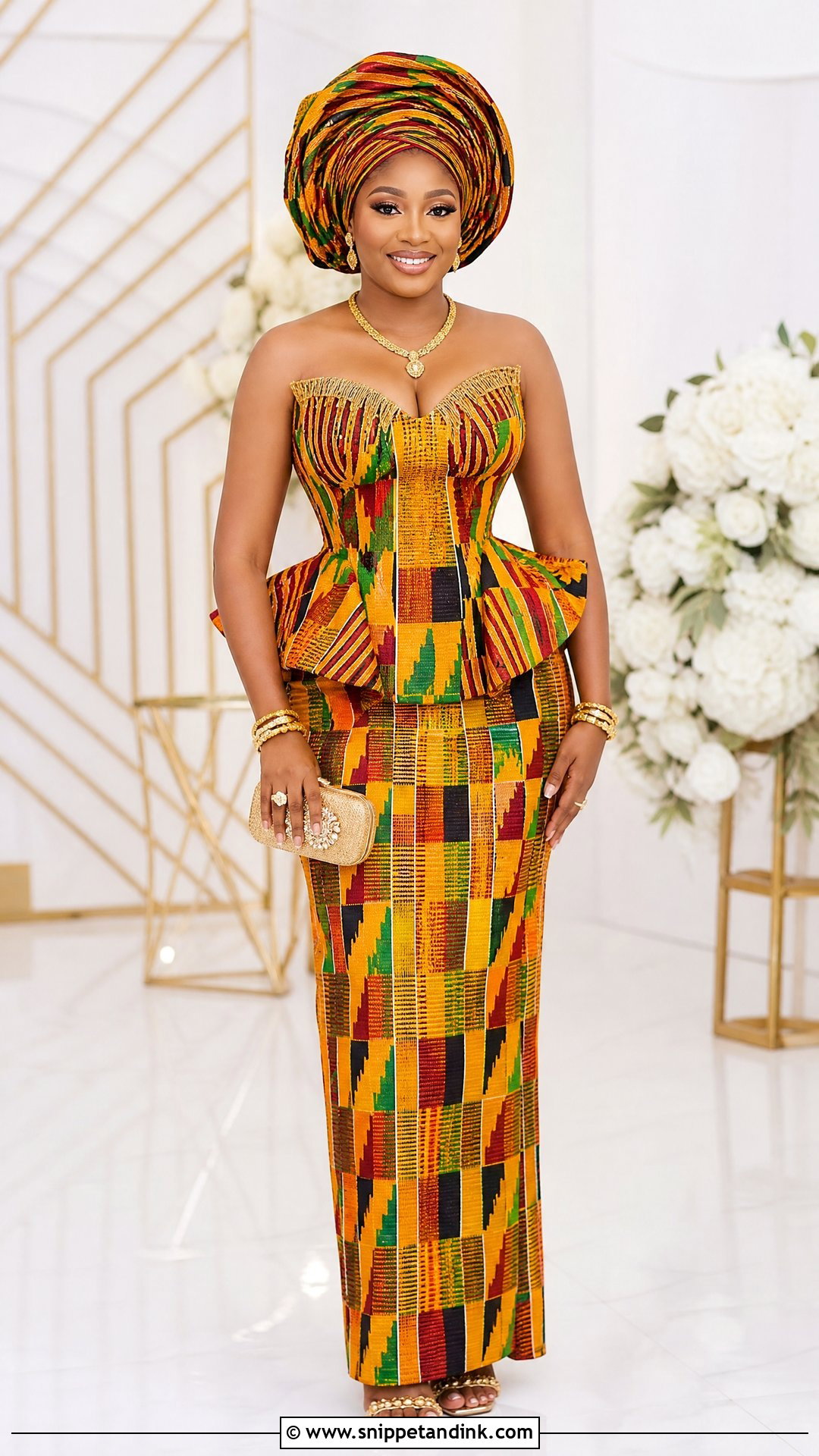 Kente Peplum Wedding Dress - Snippet and Ink - 25 Kente Wedding Dress Ideas