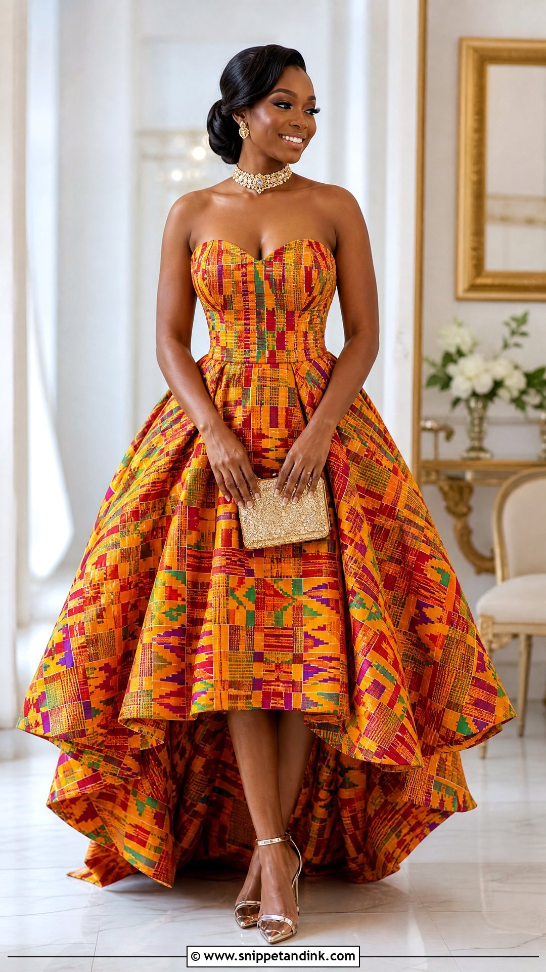 Kente Strapless Wedding Dress - Snippet and Ink - 25 Kente Wedding Dress Ideas