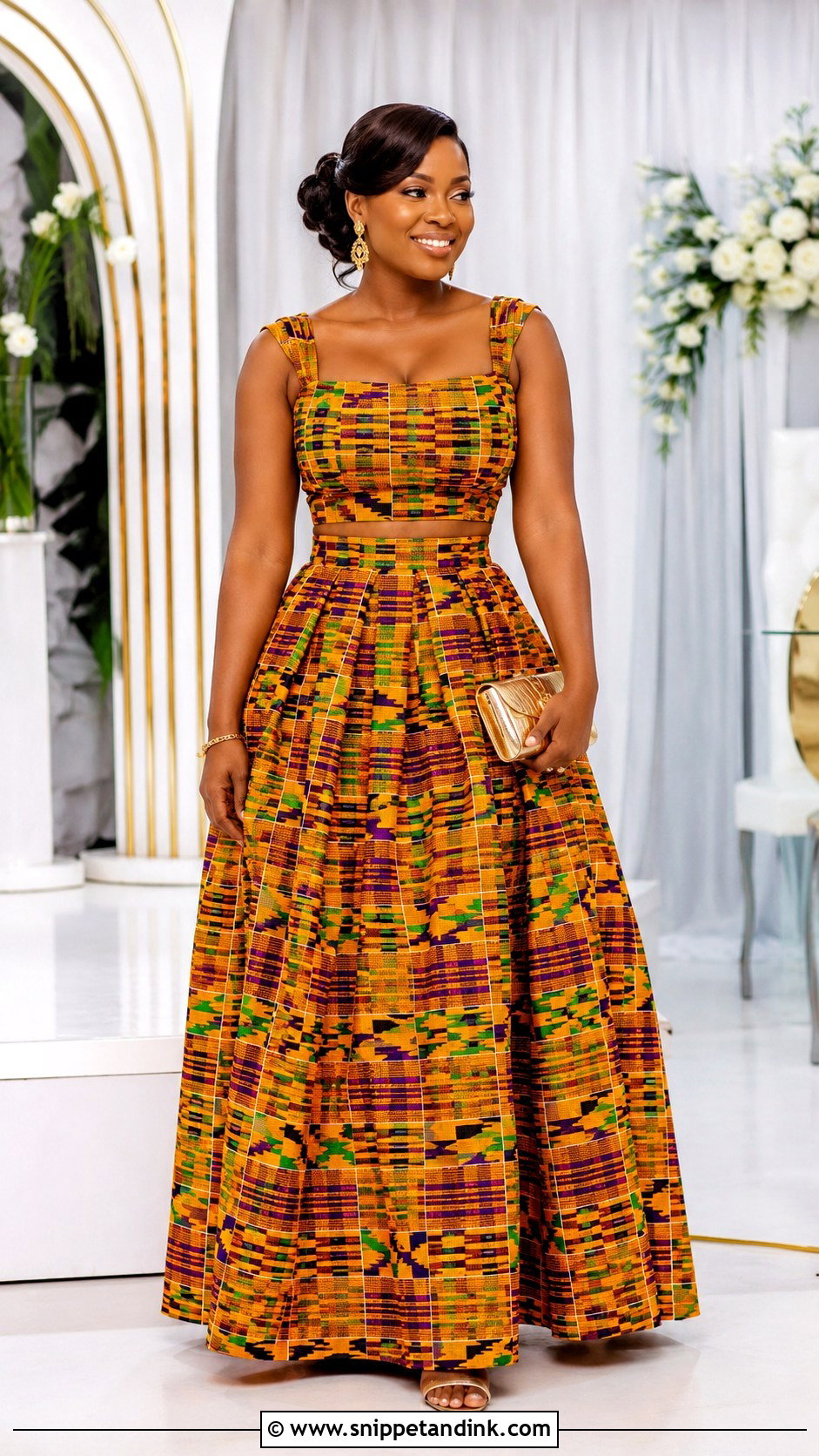Kente Two Piece Skirt Set - Snippet and Ink - 20 African Wedding Outfits