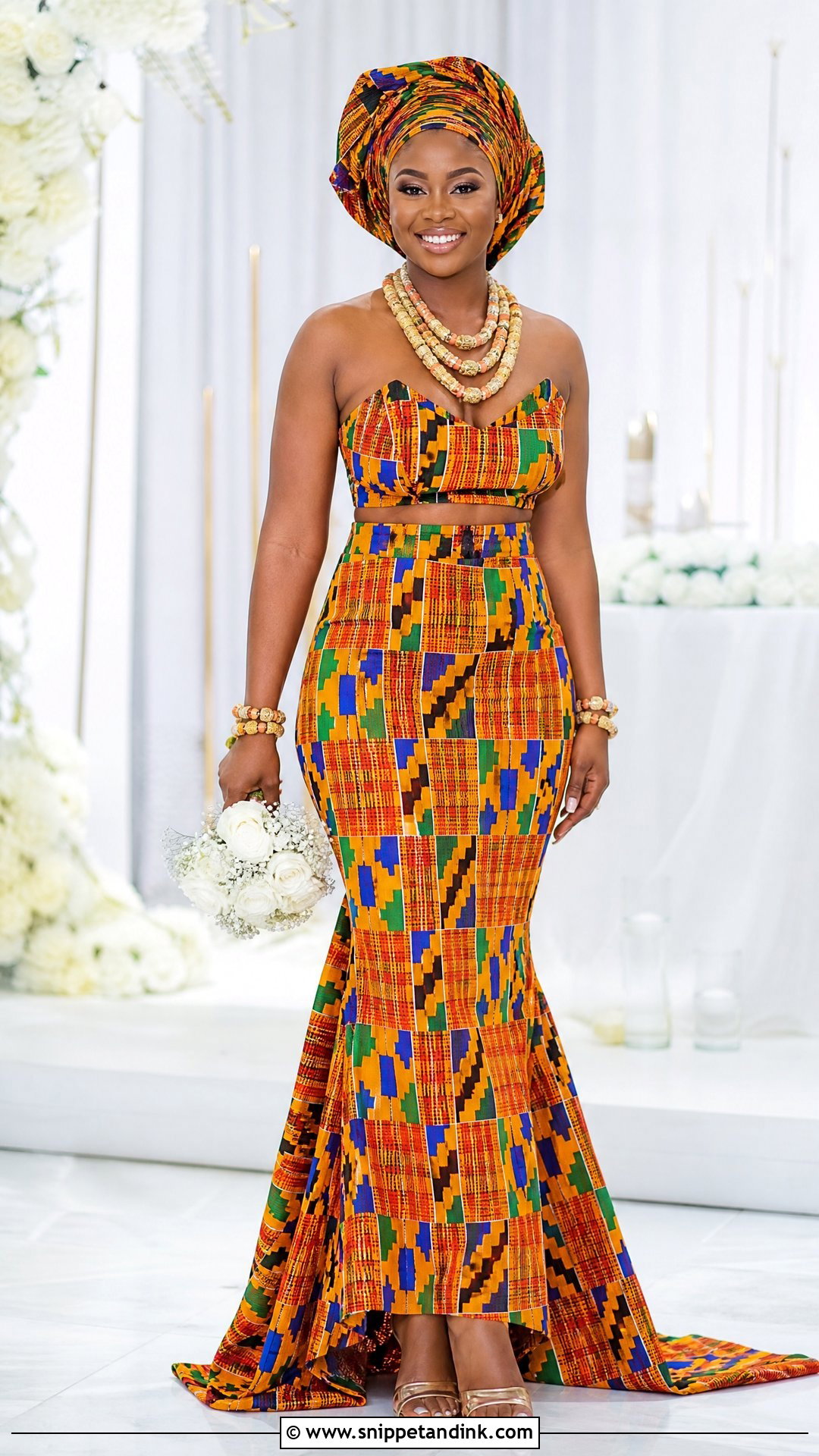 Kente Two Piece Wedding Dress - Snippet and Ink - 25 Kente Wedding Dress Ideas