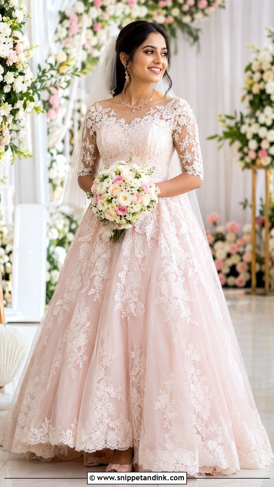 Kerala Christian Bride Blush Pink Gown - Snippet and Ink - 20 Kerala Christian Bride Gown Ideas