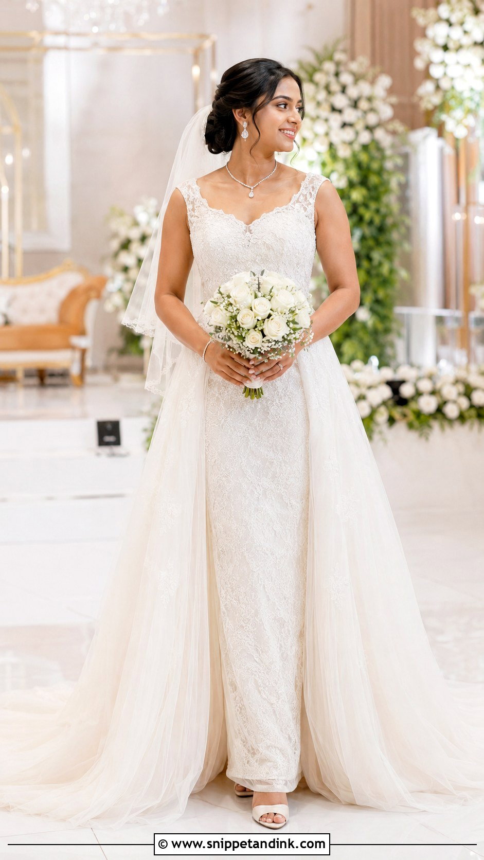 Kerala Christian Bride Detachable Overskirt Gown - Snippet and Ink - 20 Kerala Christian Bride Gown Ideas