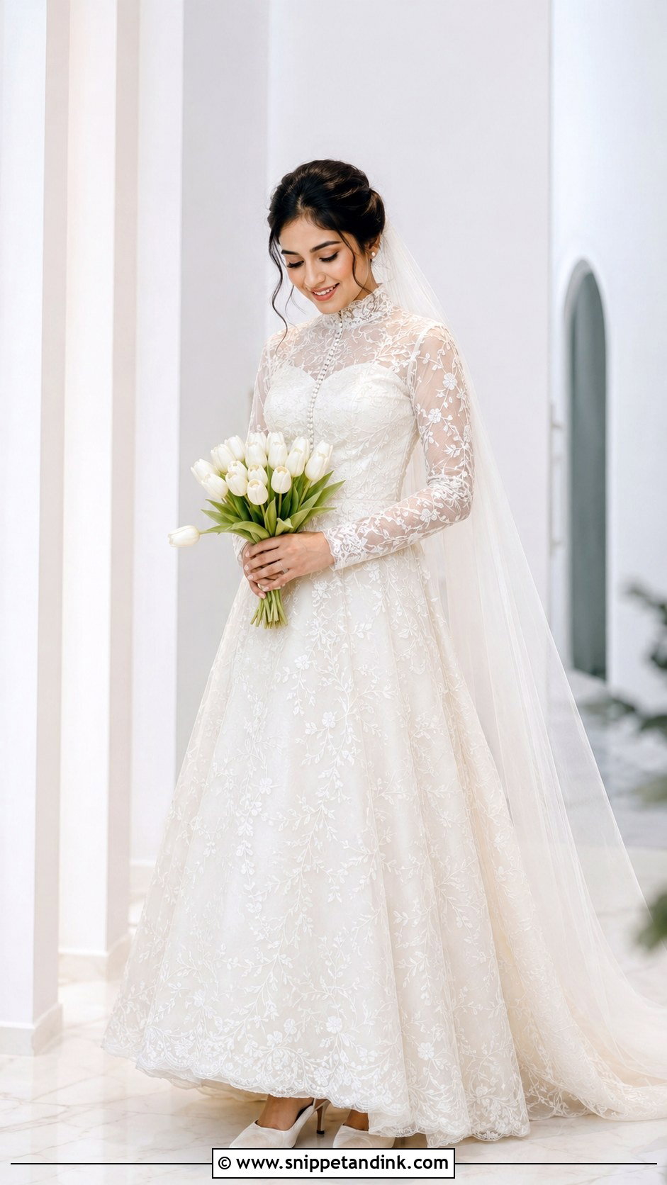 Kerala Christian Bride High Neck Gown - Snippet and Ink - 20 Kerala Christian Bride Gown Ideas