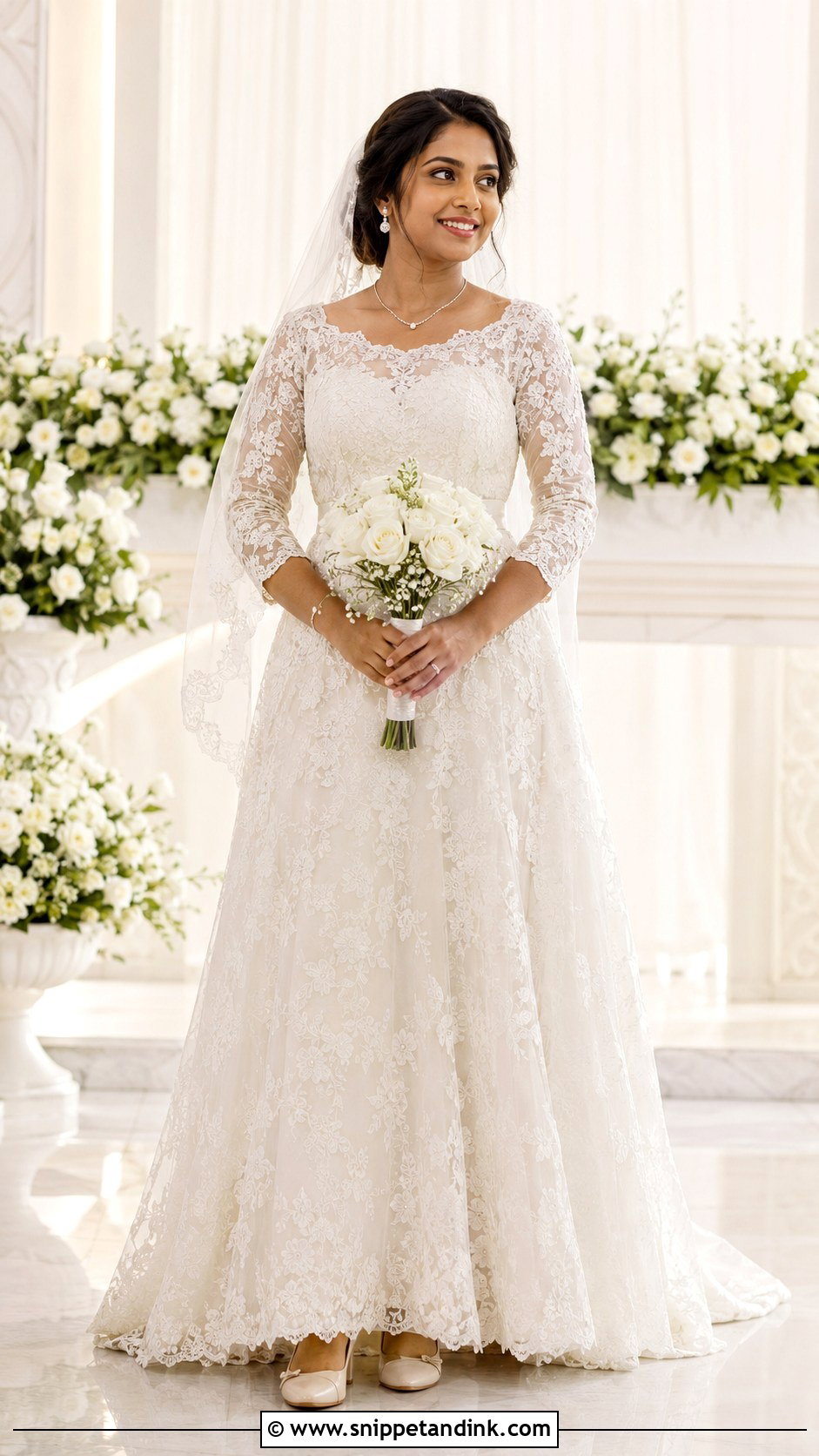 Kerala Christian Bride Lace A Line Gown - Snippet and Ink - 20 Kerala Christian Bride Gown Ideas
