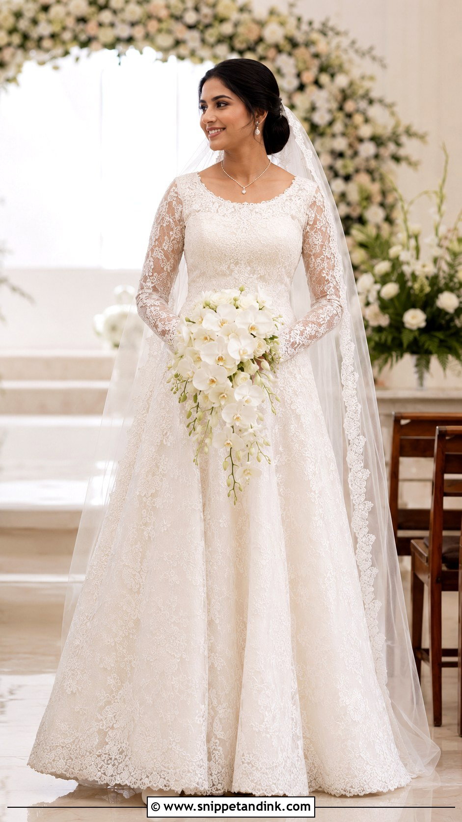 Kerala Christian Bride Long Sleeve Lace Gown - Snippet and Ink - 20 Kerala Christian Bride Gown Ideas