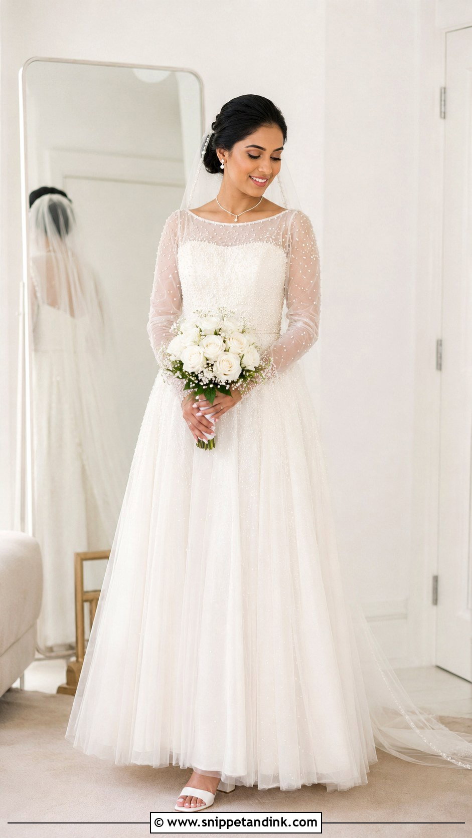 Kerala Christian Bride Pearl Embellished Gown - Snippet and Ink - 20 Kerala Christian Bride Gown Ideas