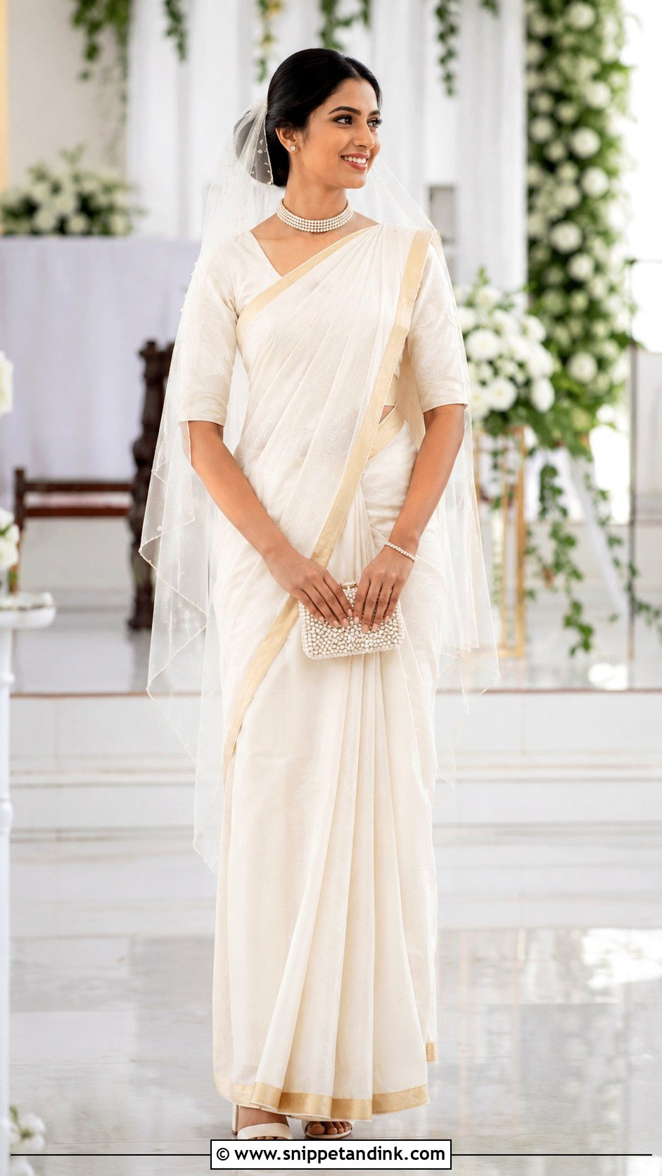 Kerala Christian Saree With Bridal Veil - Snippet and Ink - 20 Kerala Wedding Dress Ideas