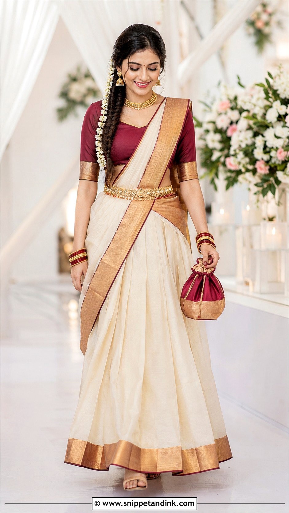 Kerala Half Saree Wedding Outfit - Snippet and Ink - 20 Kerala Wedding Dress Ideas
