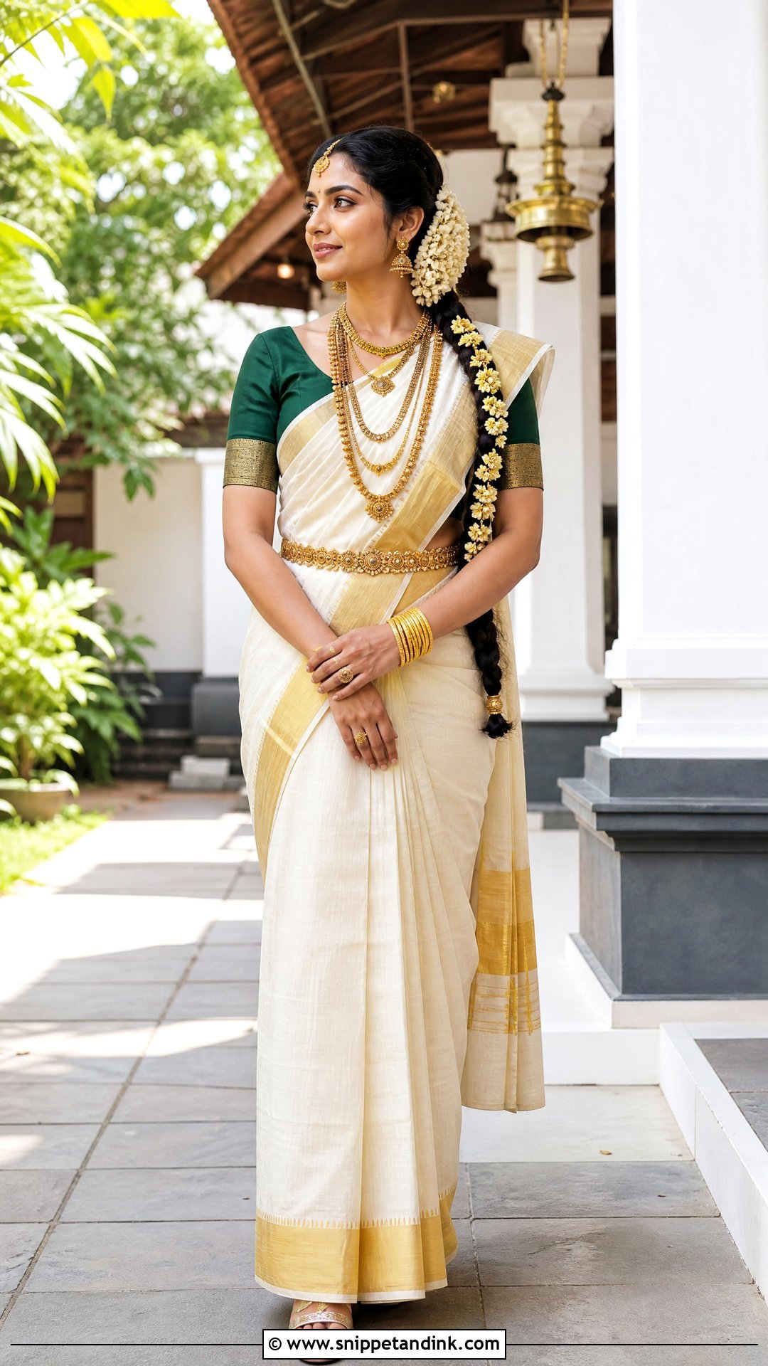 Kerala Kasavu Bridal Saree - Snippet and Ink - 20 Unique Indian Bridal Outfits