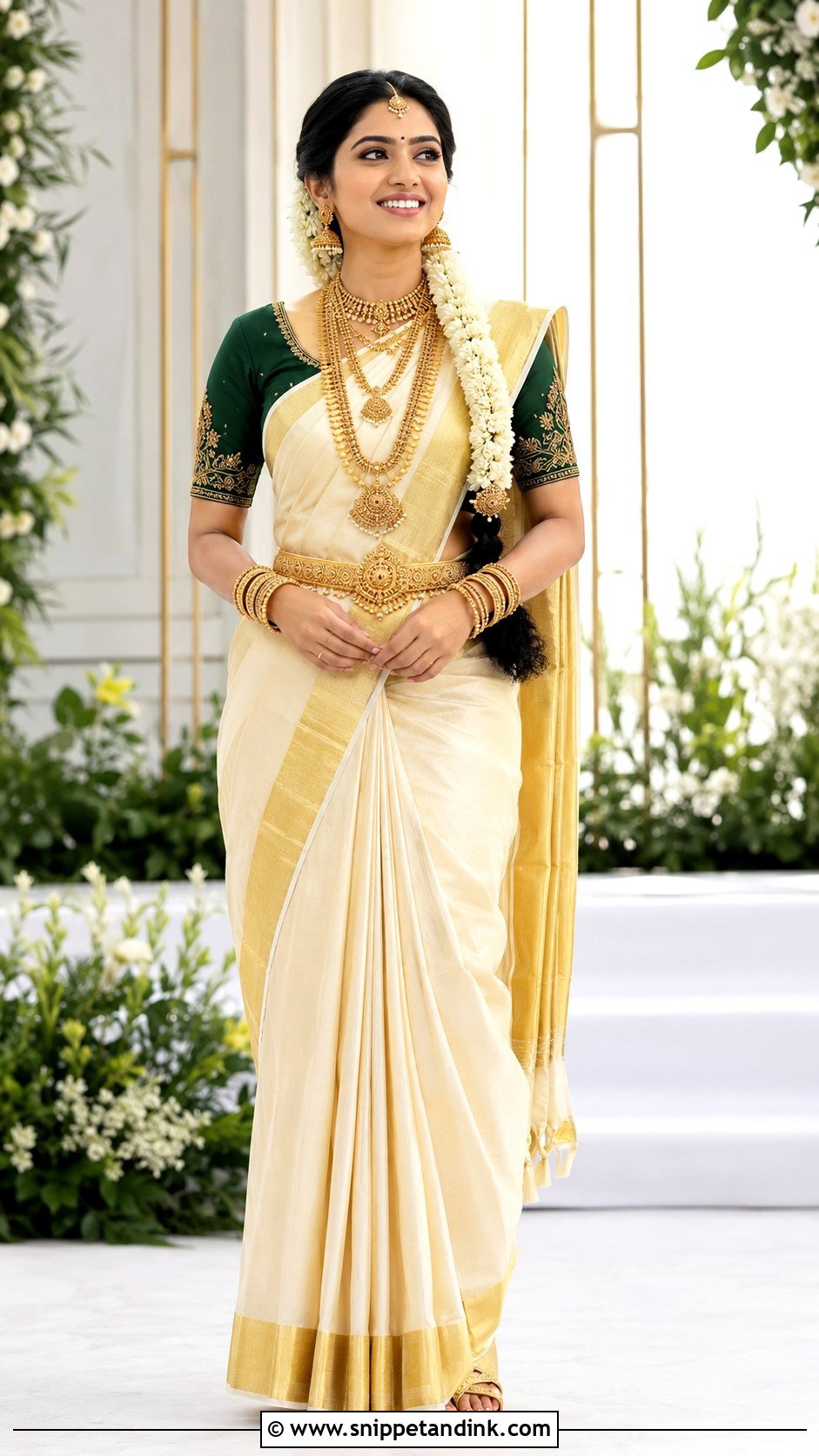 Kerala Kasavu Bridal Saree - Snippet and Ink - 20 Indian Bridal Wear Ideas