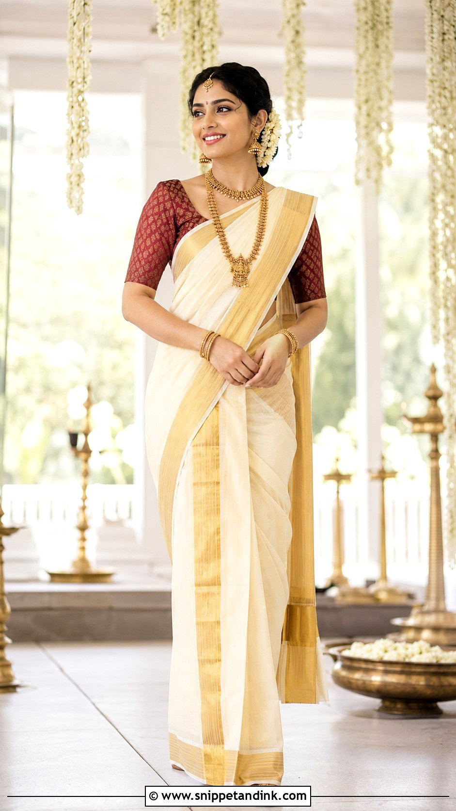 Kerala Kasavu Saree - Snippet and Ink - 25 Traditional Indian Dresses for Wedding