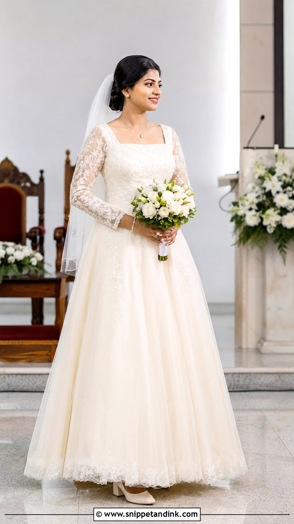 Kerala Long Sleeve Christian Bridal Gown - Snippet and Ink - 20 Kerala Wedding Dress Ideas
