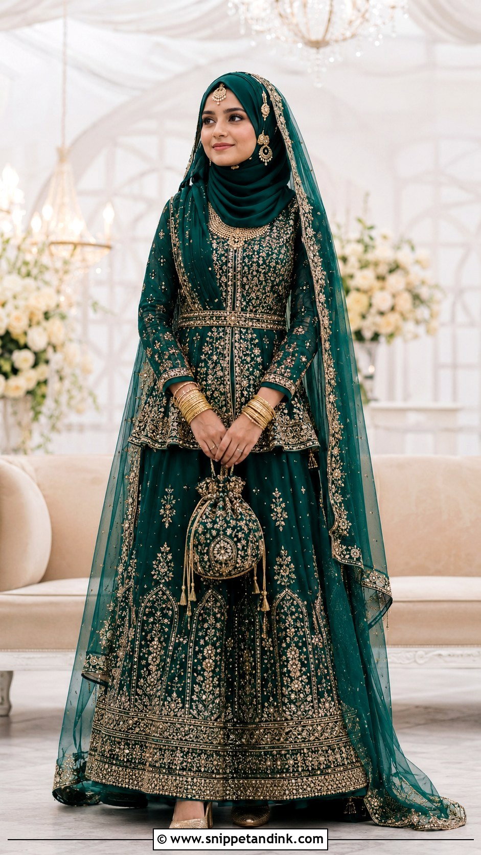 Kerala Muslim Bridal Lehenga With Hijab - Snippet and Ink - 20 Kerala Wedding Dress Ideas