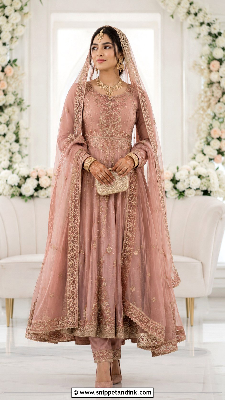 Kerala Nikah Anarkali With Dupatta - Snippet and Ink - 20 Kerala Wedding Dress Ideas