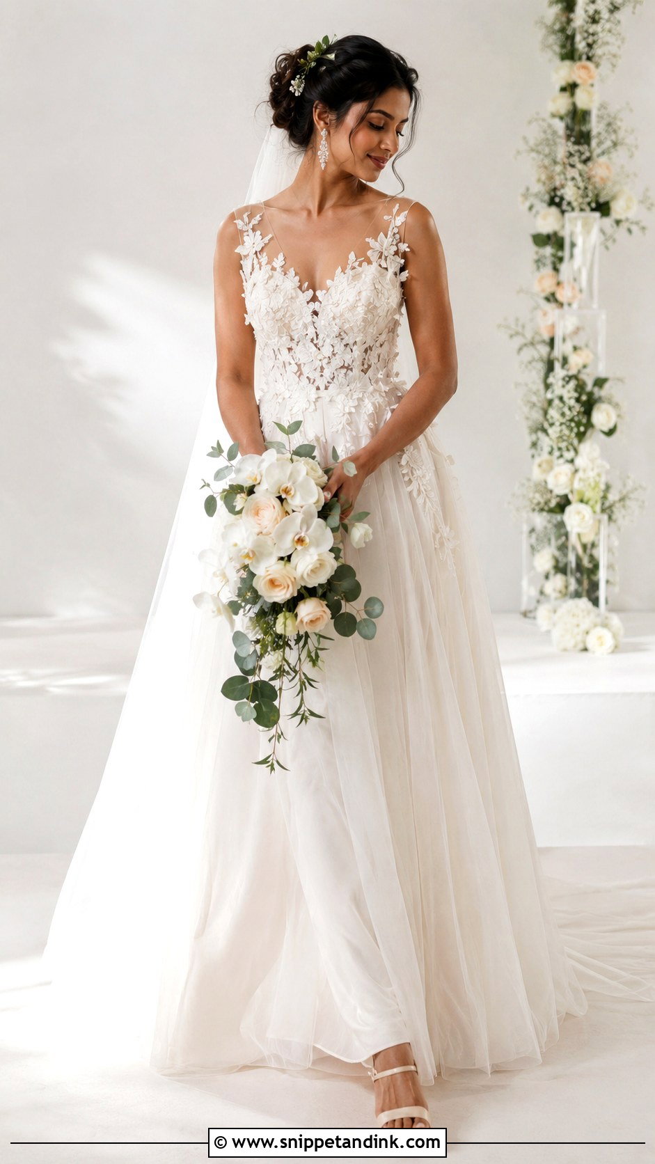 Kerala Wedding Floral Applique Gown - Snippet and Ink - 20 Kerala Wedding Gown Ideas