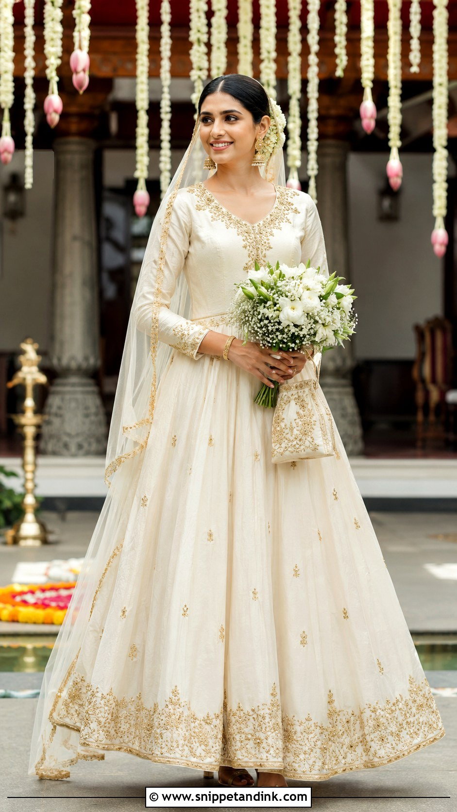 Kerala Wedding Ivory Gold Gown - Snippet and Ink - 20 Kerala Wedding Gown Ideas