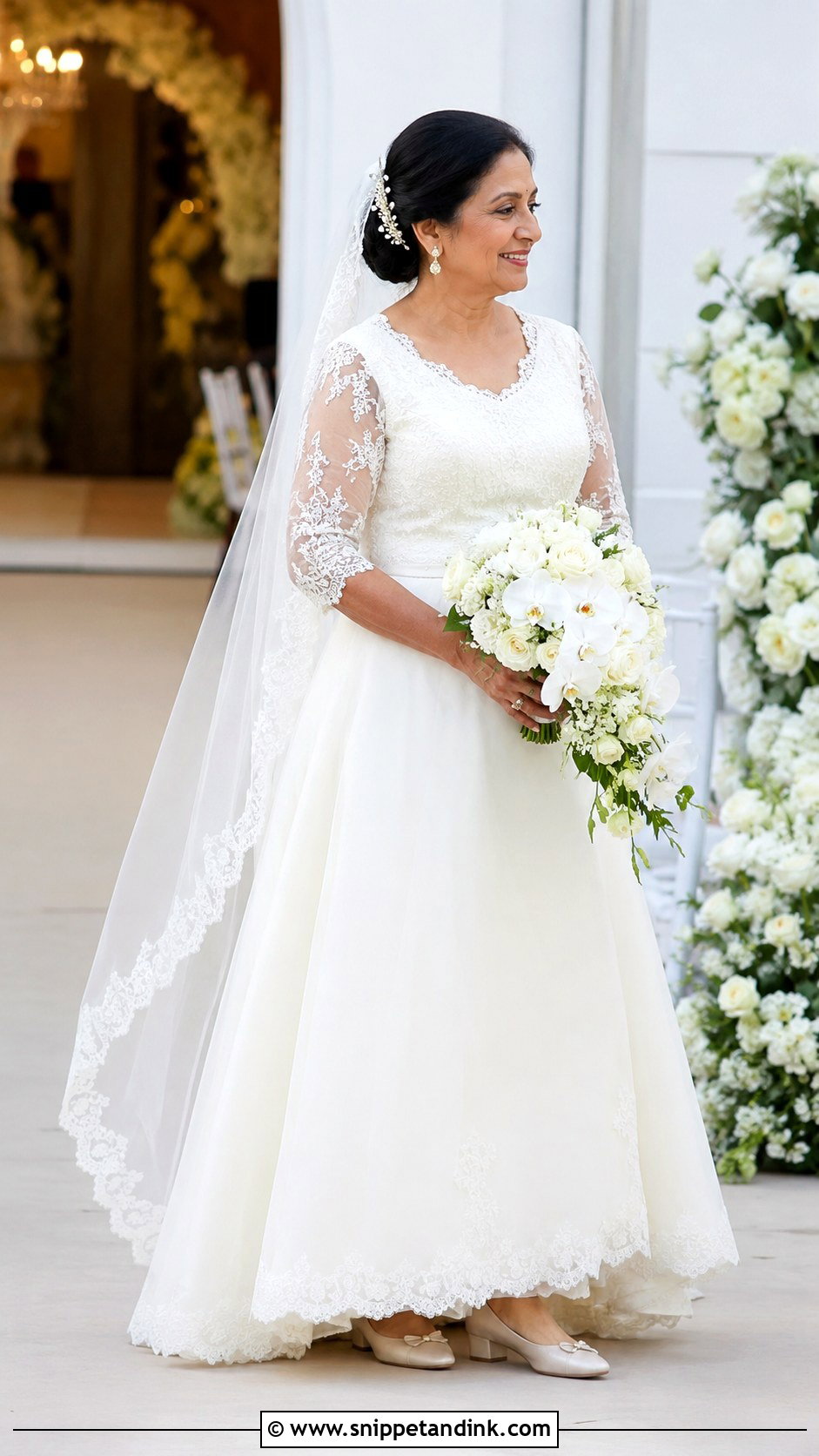 Kerala Wedding Three Quarter Sleeve Gown - Snippet and Ink - 20 Kerala Wedding Gown Ideas