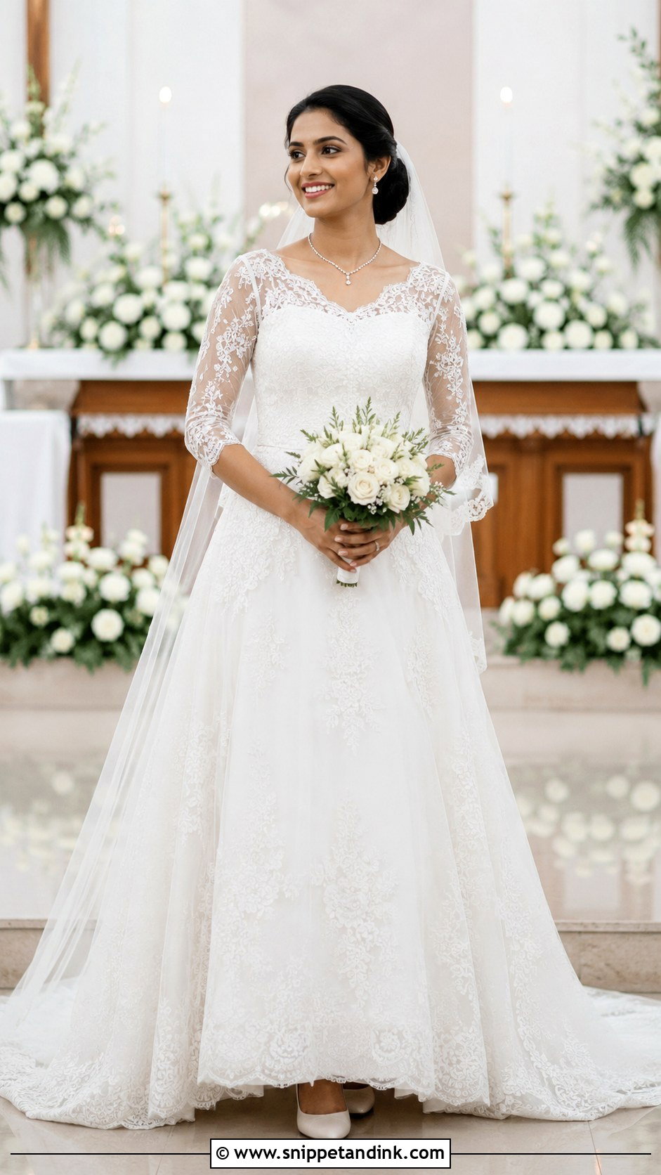 Kerala White Lace Wedding Gown - Snippet and Ink - 20 Kerala Wedding Dress Ideas