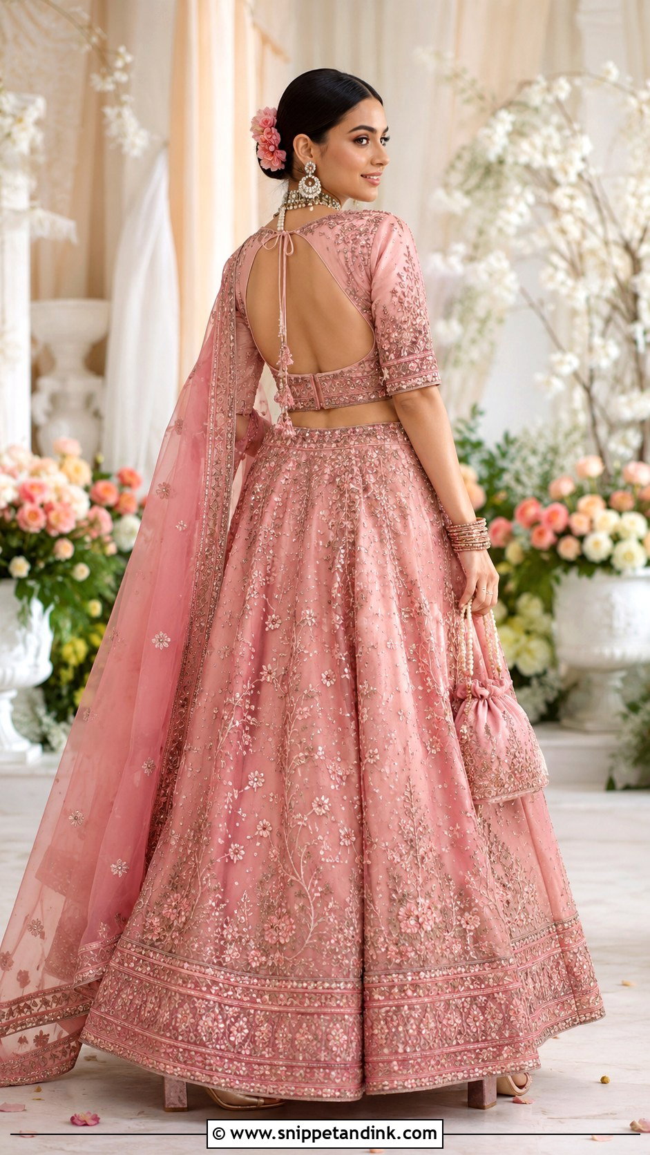 Keyhole Back Bridal Blouse With Wedding Lehenga - Snippet and Ink - 20 Bridal Simple Blouse Designs