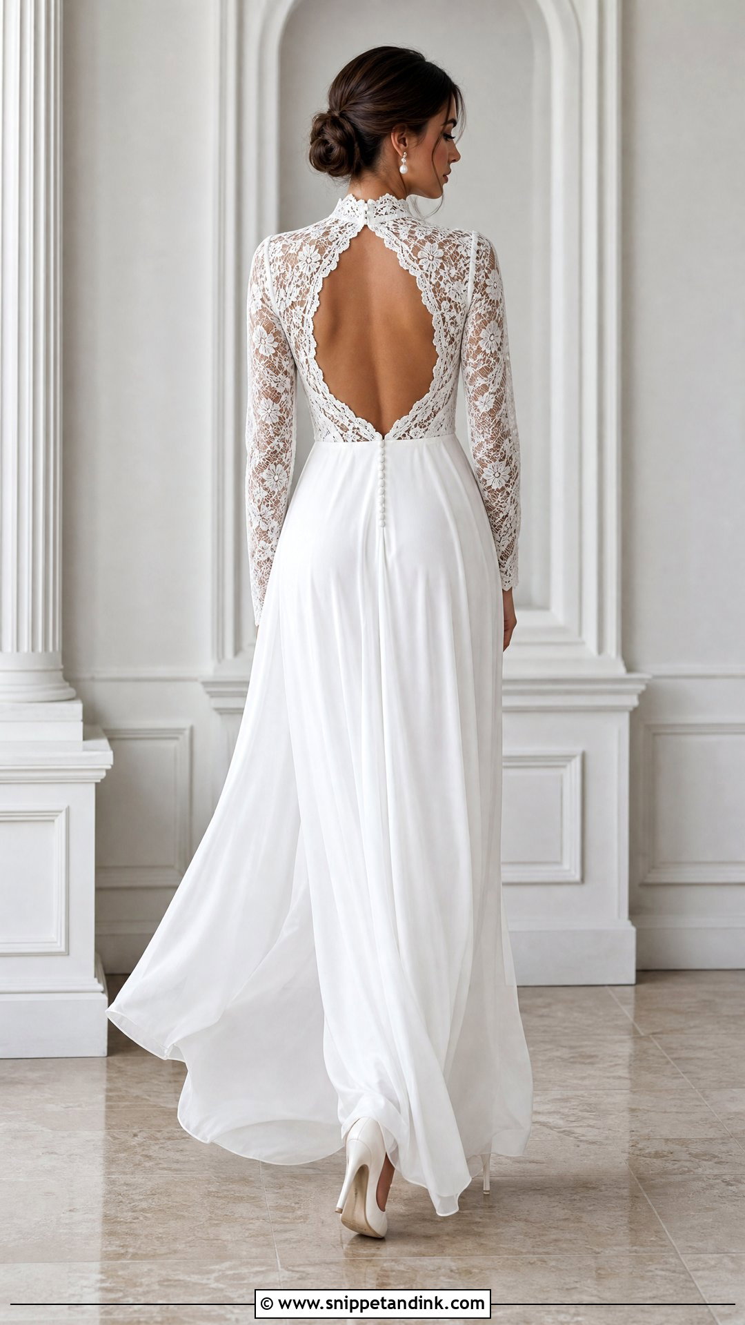 Keyhole Back Long Sleeve Wedding Dress - Snippet and Ink - 20 Wedding Dresses Back Detail