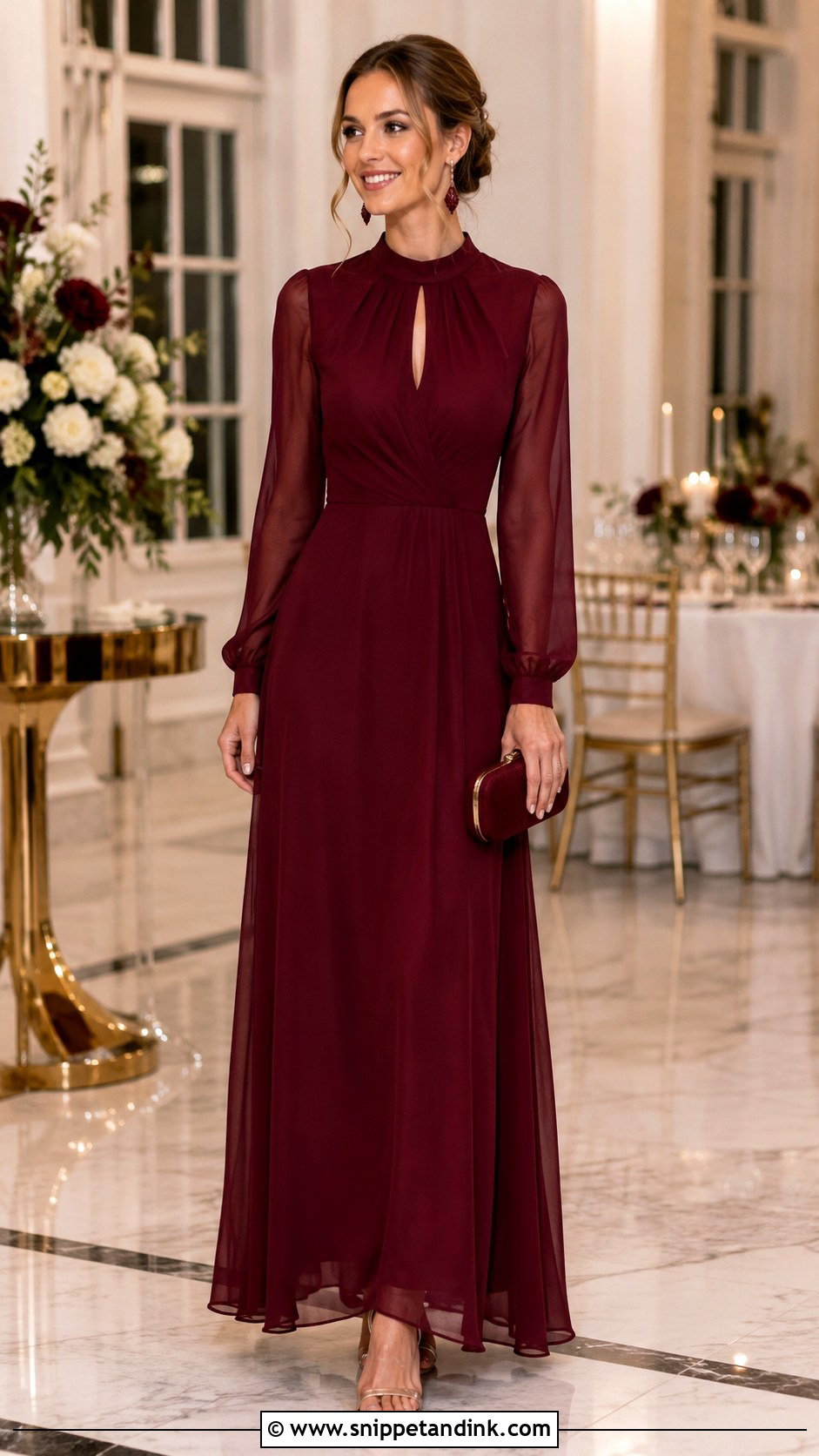 Keyhole Collar Gown - Snippet and Ink - 20 Collar Gown Design Ideas