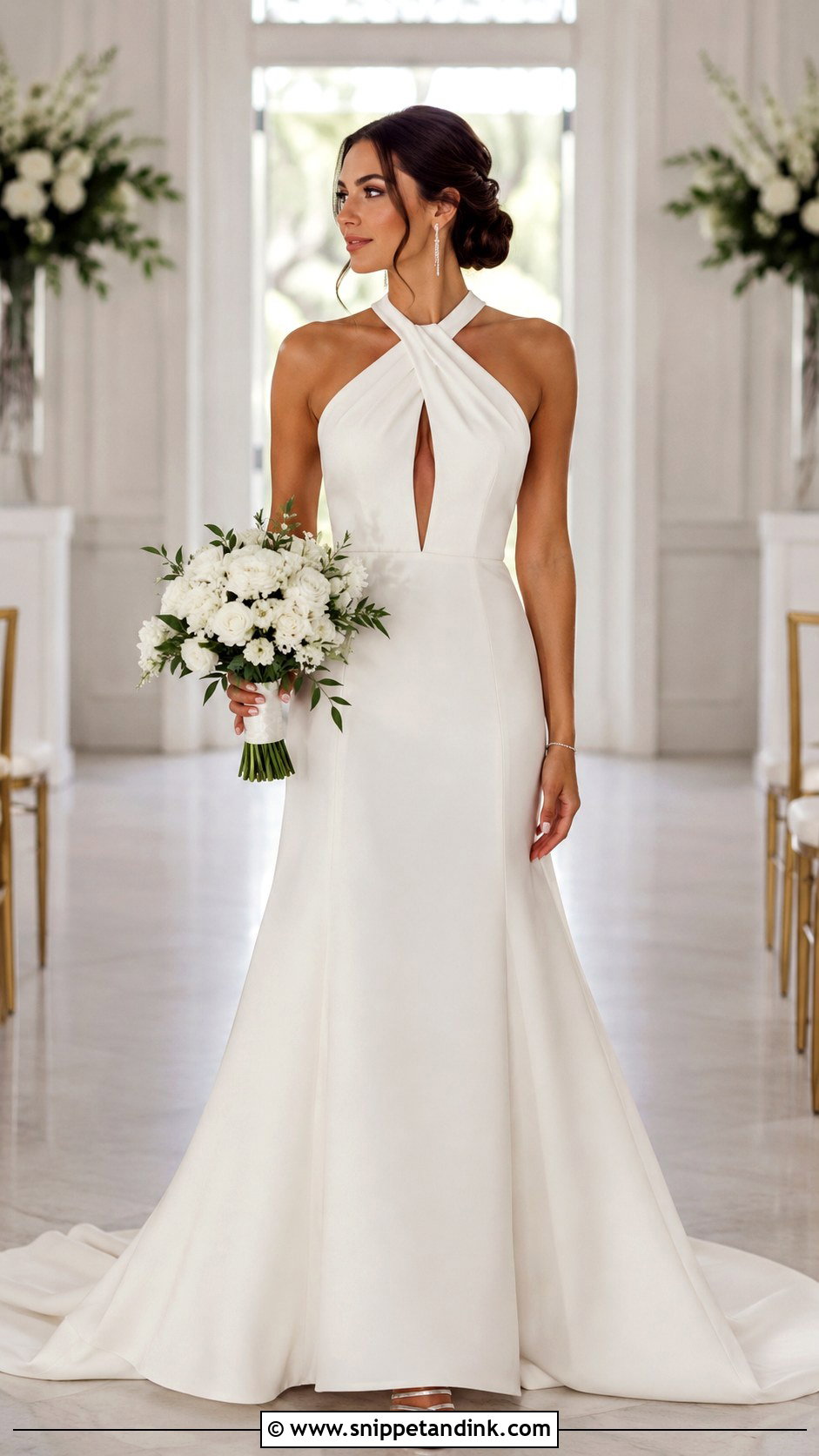 Keyhole Halter Fit And Flare Wedding Dress - Snippet and Ink - 20 Wedding Dresses Halter Top