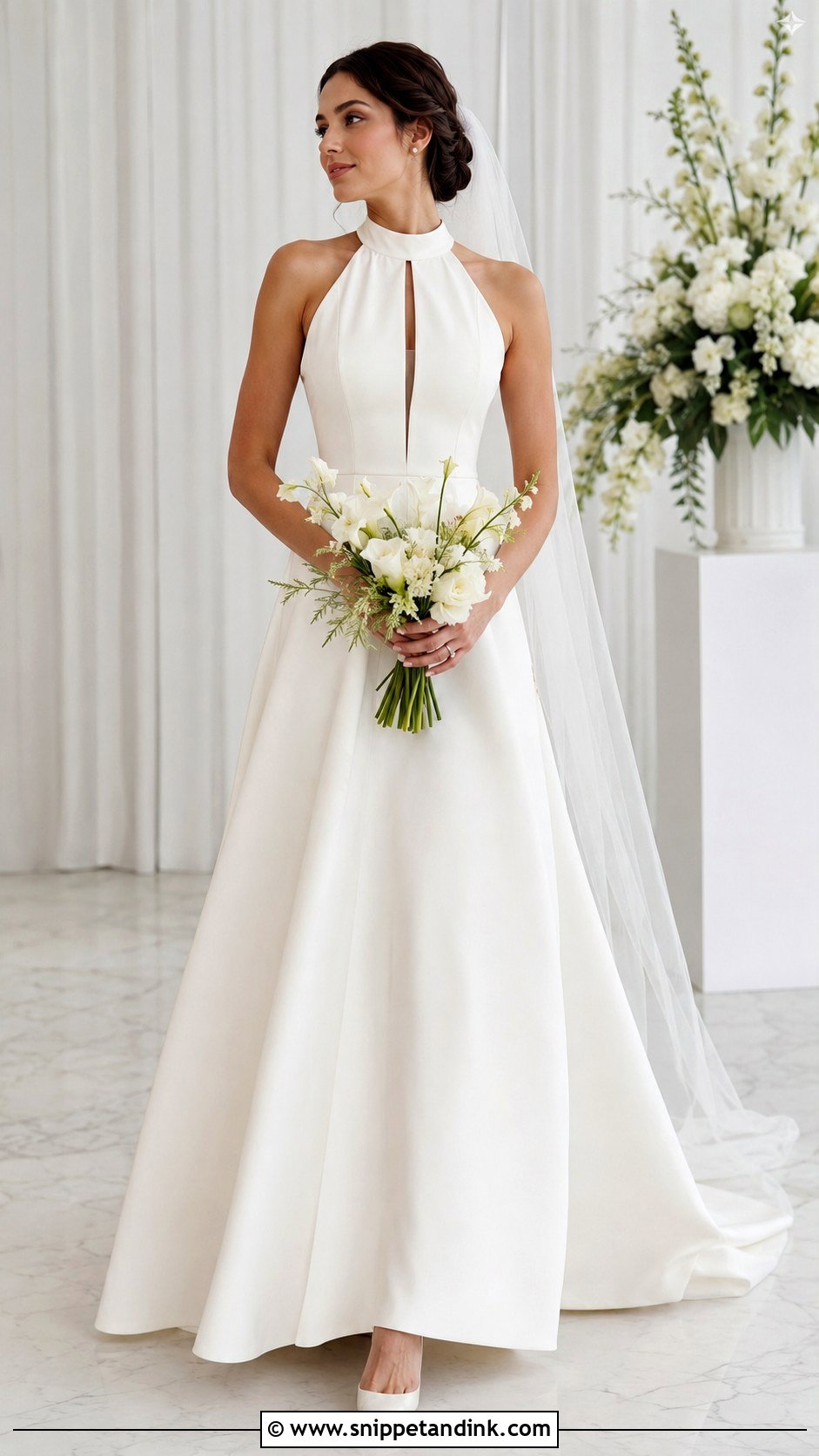 Keyhole High Neck Halter Wedding Dress - Snippet and Ink - 20 High Neck Halter Wedding Dress Ideas