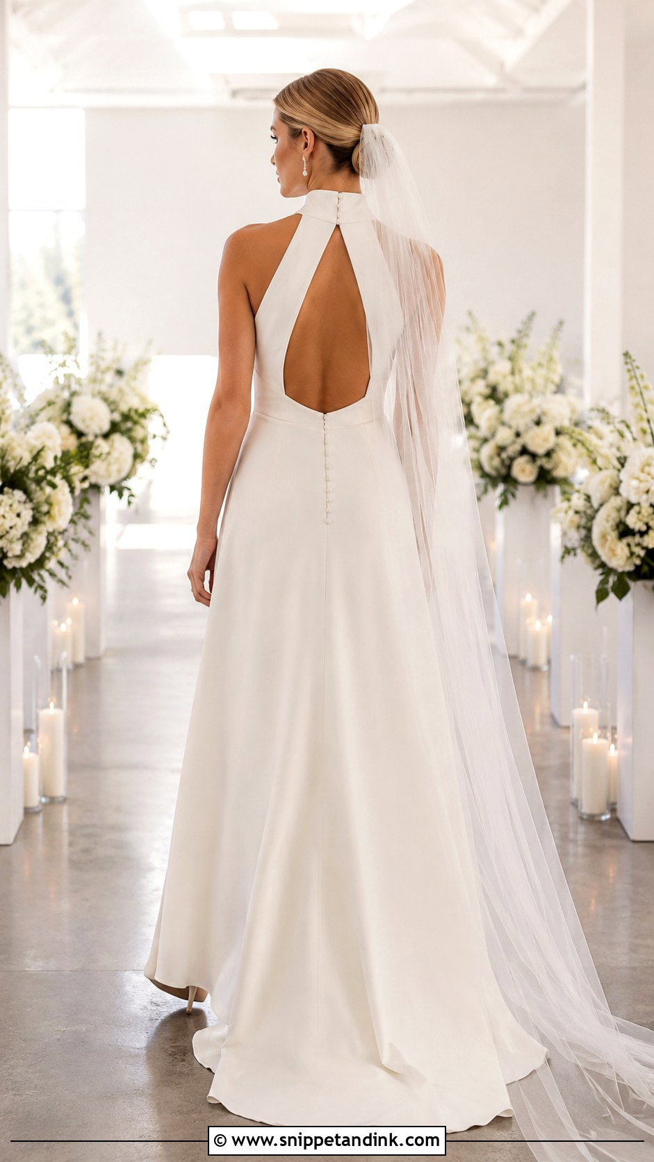 Keyhole High Neck Open Back Wedding Dress - Snippet and Ink - 20 High Neck Open Back Wedding Dress Ideas