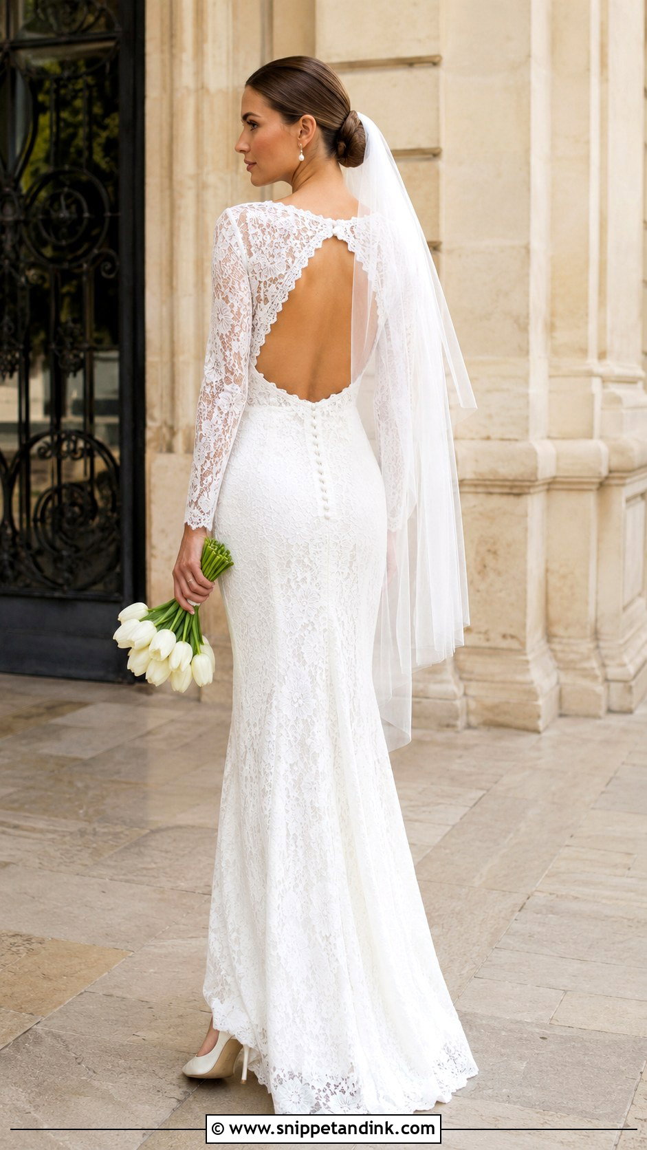 Keyhole Lace Open Back Wedding Dress - Snippet and Ink - 20 Lace Open Back Wedding Dress Ideas