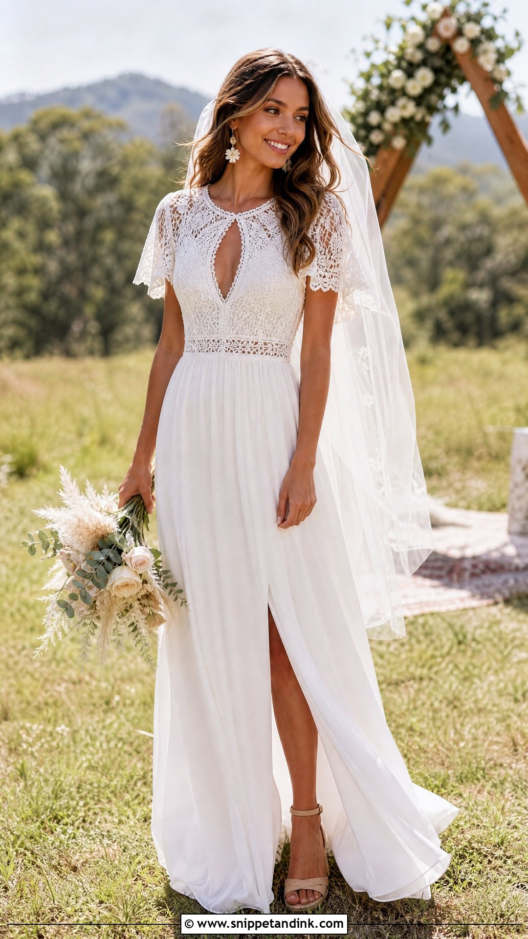 Keyhole Neck Boho Wedding Dress - Snippet and Ink - 20 Neck Wedding Dress Ideas