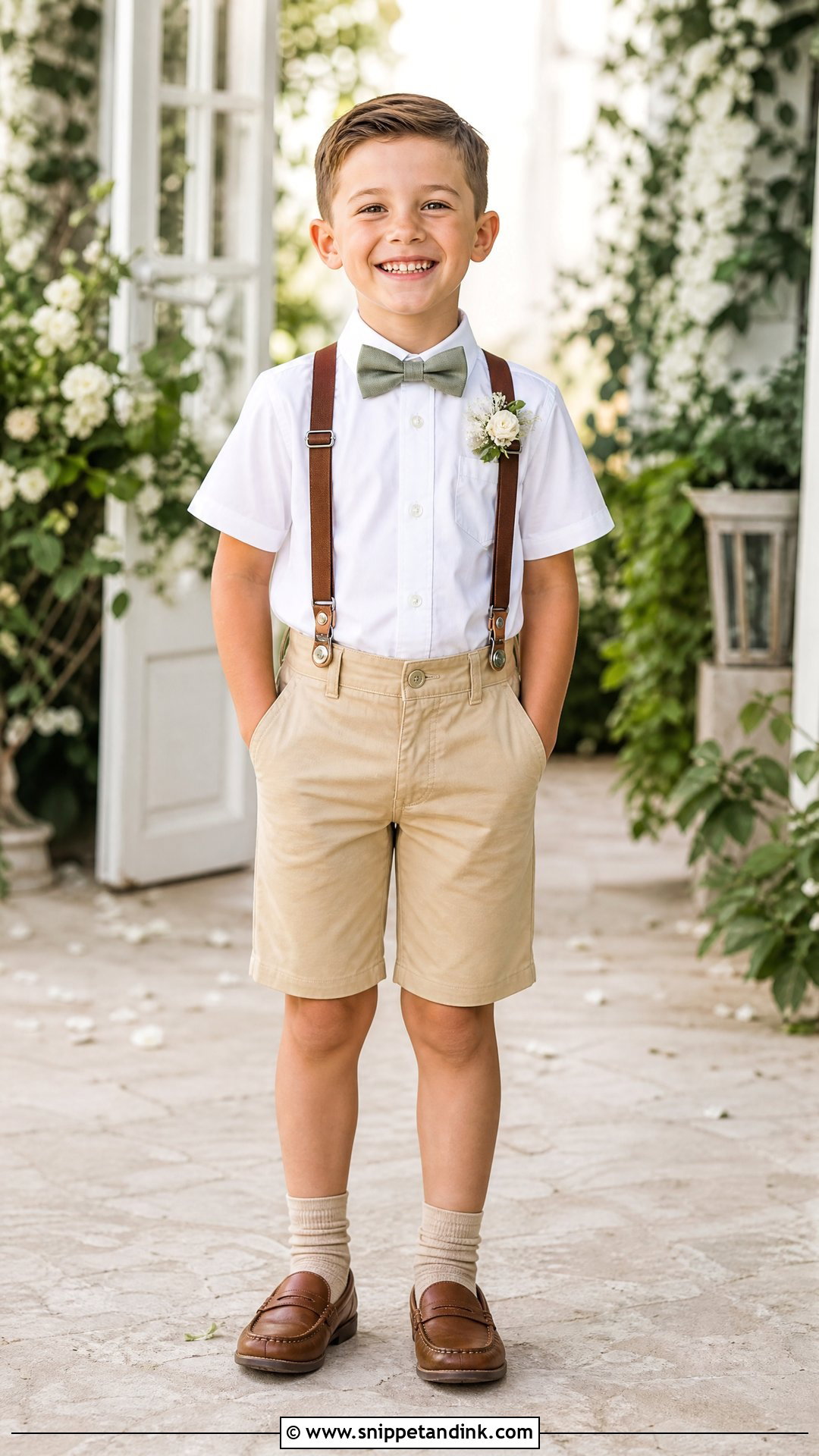 Khaki Shorts Ring Bearer Suspenders Outfit - Snippet and Ink - 20 Ring Bearer Suspenders Outfit Ideas