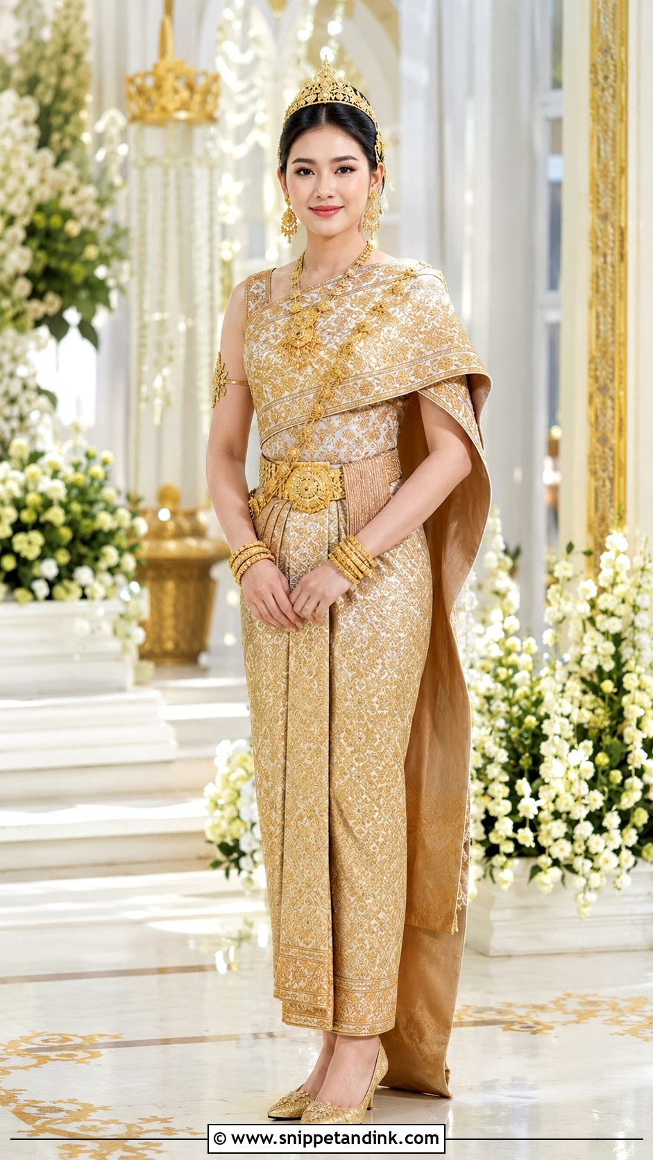 Khmer Sampot Charobab Wedding Outfit - Snippet and Ink - 20 Khmer Wedding Outfits