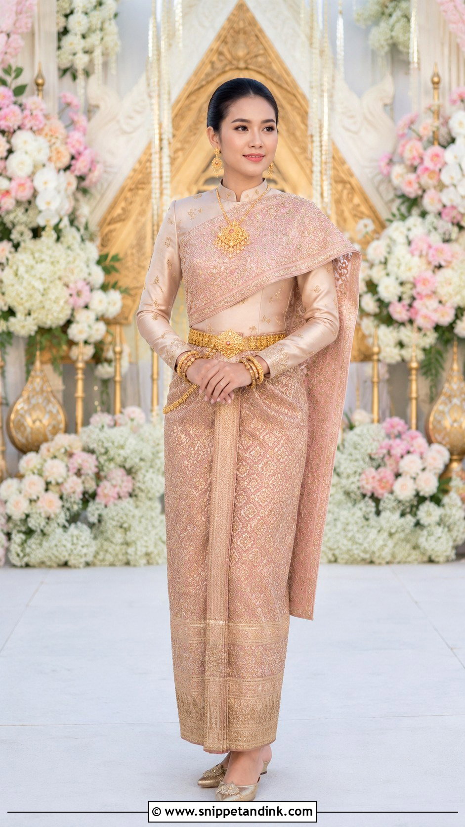 Khmer Sampot Lbaeuk Wedding Outfit - Snippet and Ink - 20 Khmer Wedding Outfits