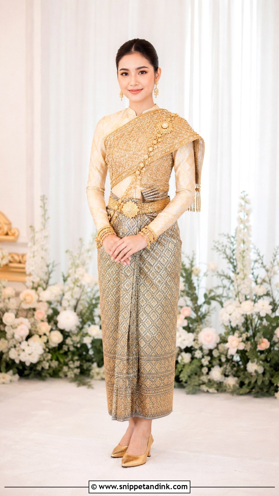 Khmer Sbai And Sampot Wedding Outfit - Snippet and Ink - 20 Khmer Wedding Outfits