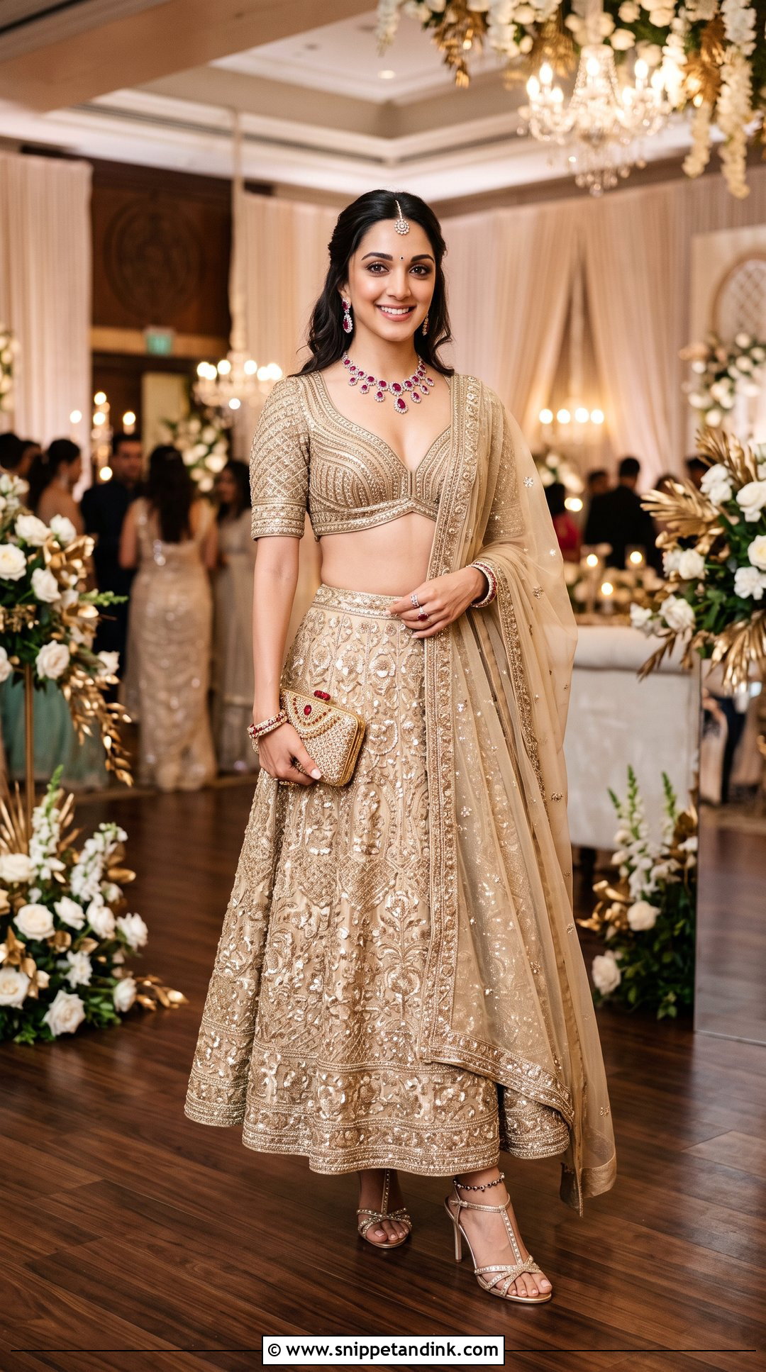 Kiara Advani Gold Sangeet Lehenga - Snippet and Ink - 20 Kiara Advani Wedding Outfits